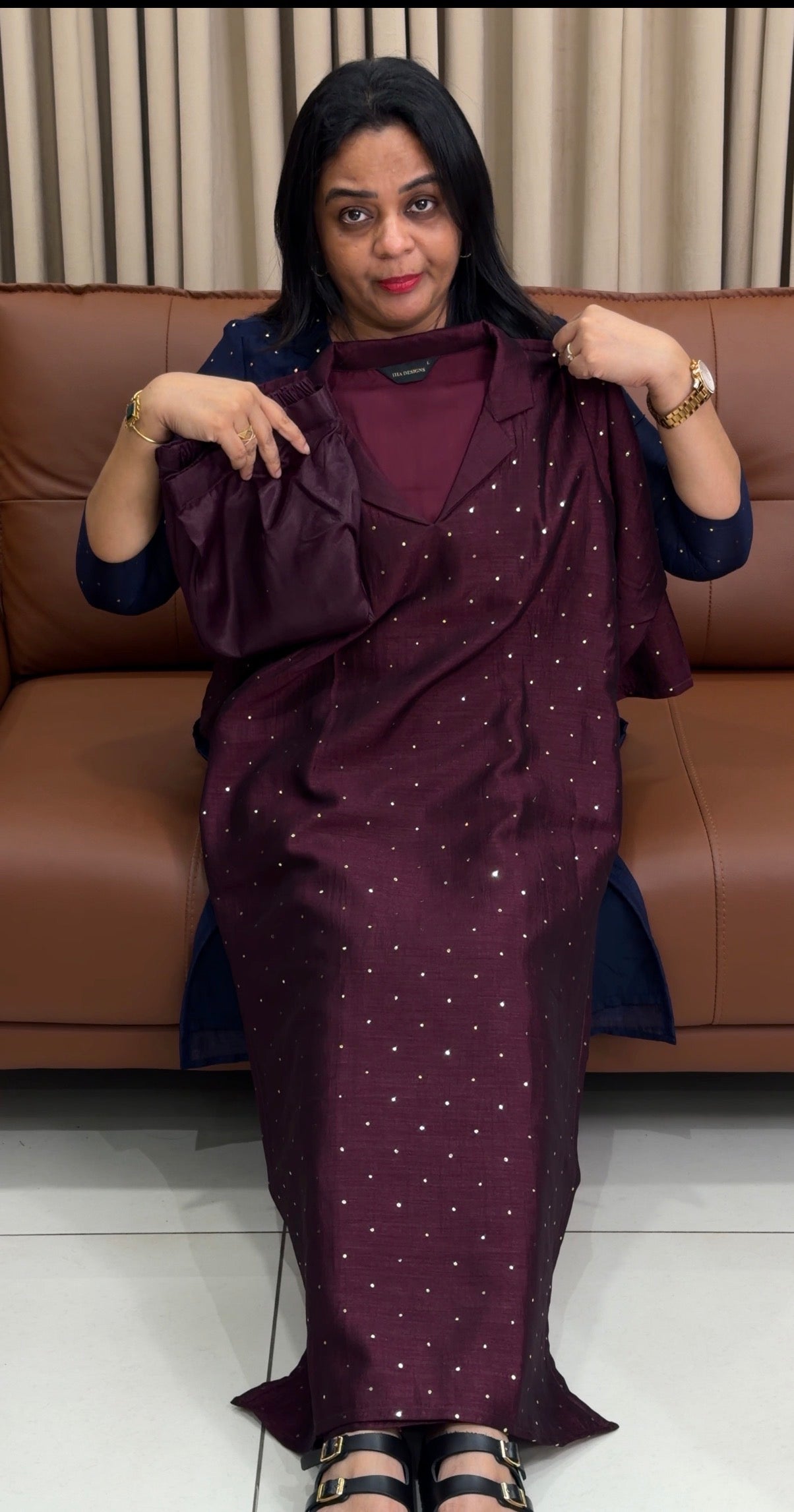 IHA'S IN-HOUSE SEMI RAW SILK CO-ORDS SETS - IHA 34344