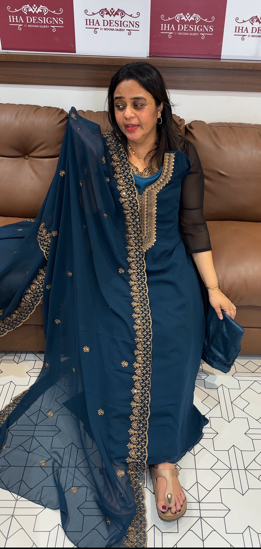 FORWARD GEORGETTE ALINE TOP ,BOTTOM AND DUPATTA - IHA 26593