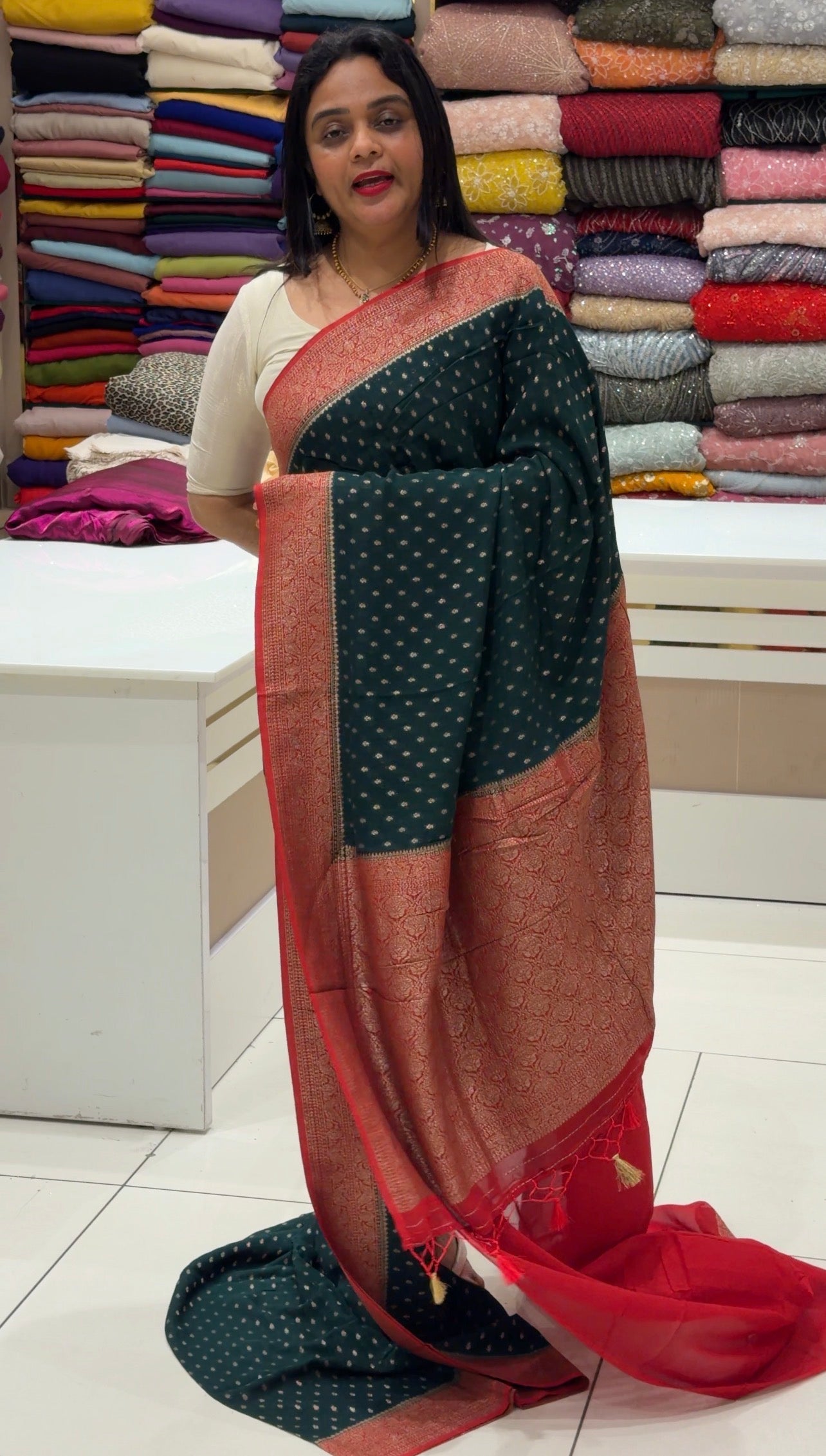 GEORGETTE BANARASI SAREES - IHA 34006