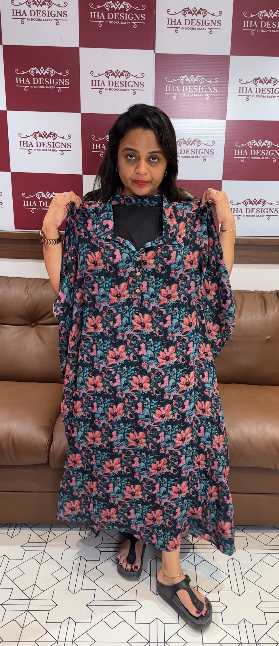 IHA'S IN-HOUSE PLATINUM CHIFFON KAFTAN TOPS - IHA 25470