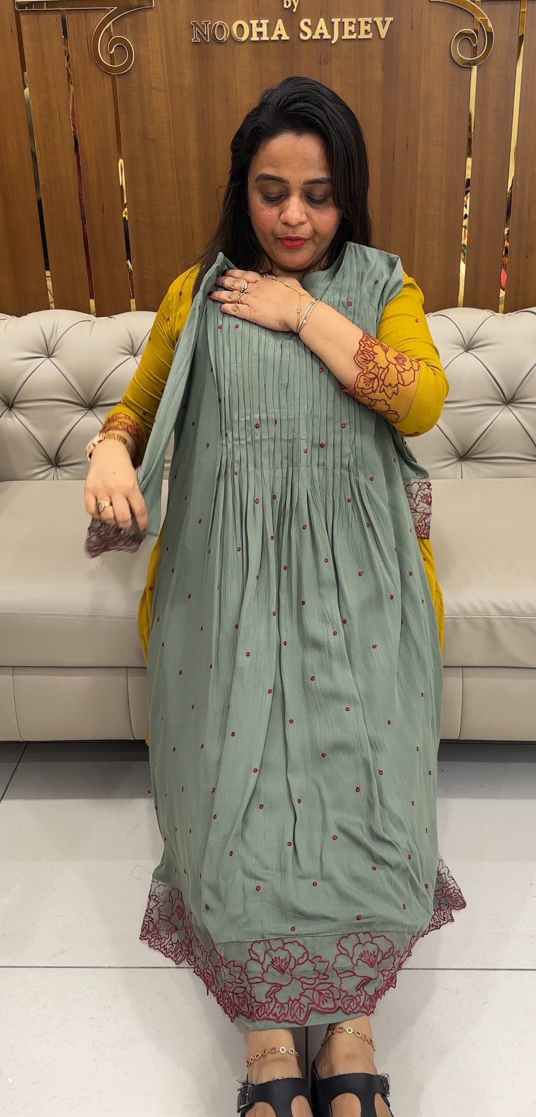 CRUSHED RAYON ALINE TOP - IHA 25752