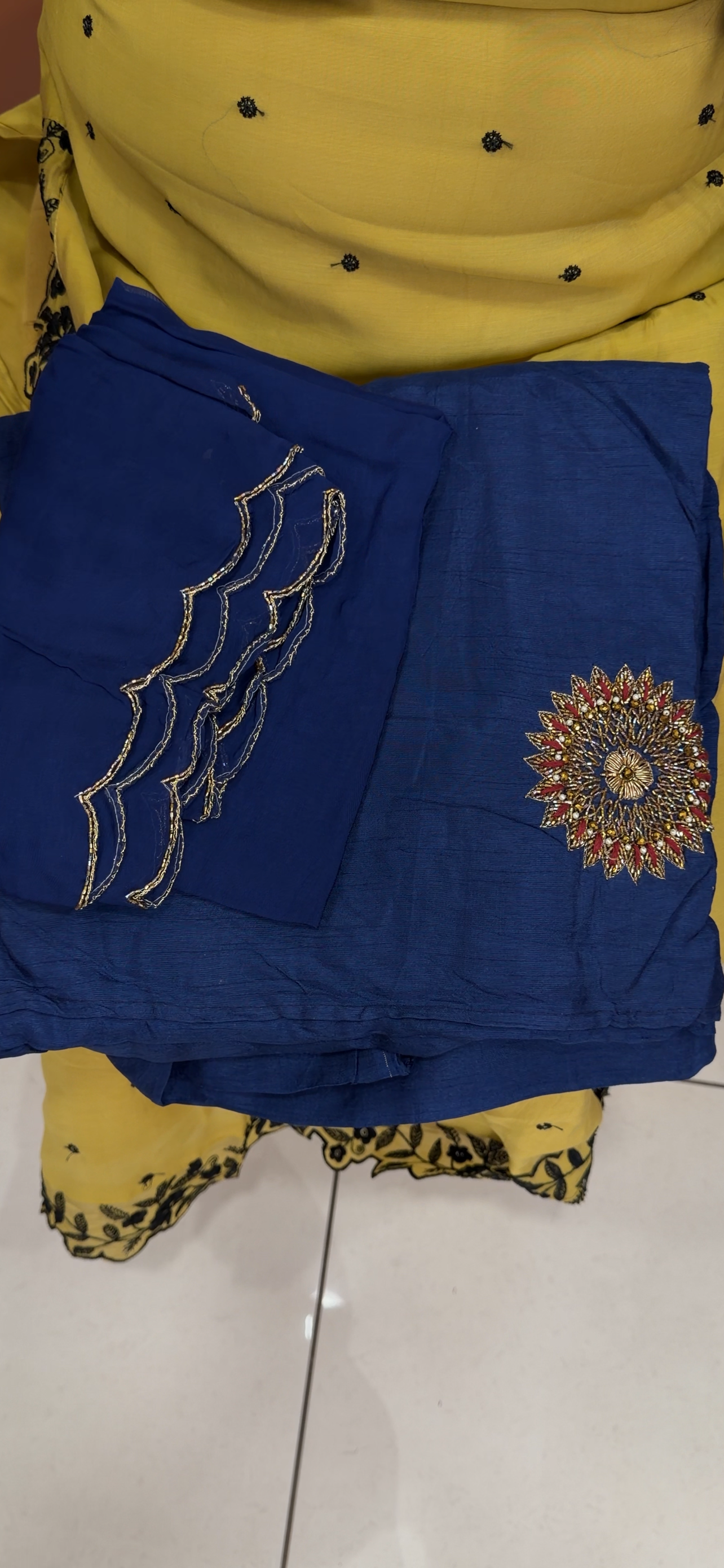 HANDWORKED UNSTITCHED SALWAR SUITS - IHA 33554
