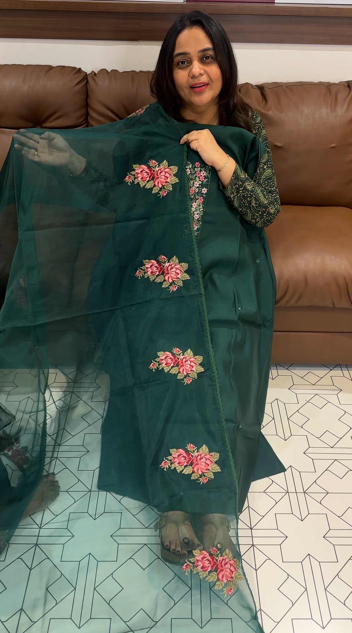 MUL CHANDERI UNSTITCHED SALWAR SUITS - IHA 27274