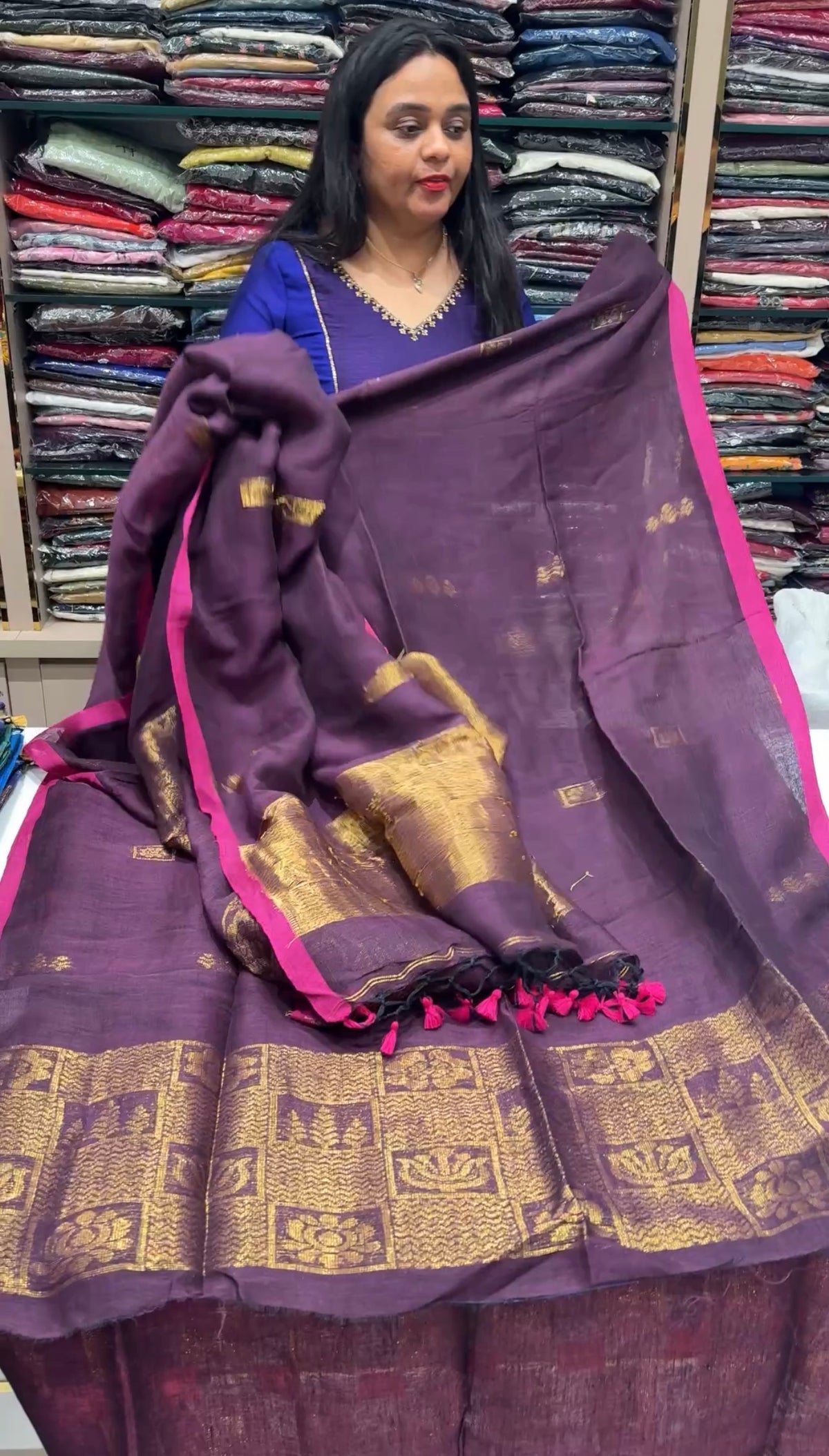 HANDLOOM LINEN TOP AND DUPATTA MATERIAL - IHA 35425
