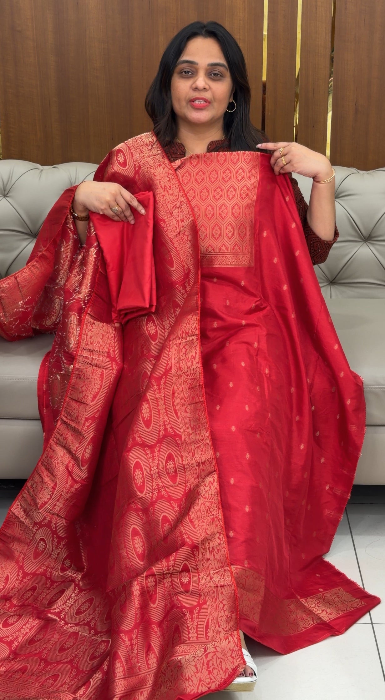 SEMI BANARASI UNSTITCHED SALWAR SUITS - IHA 29070