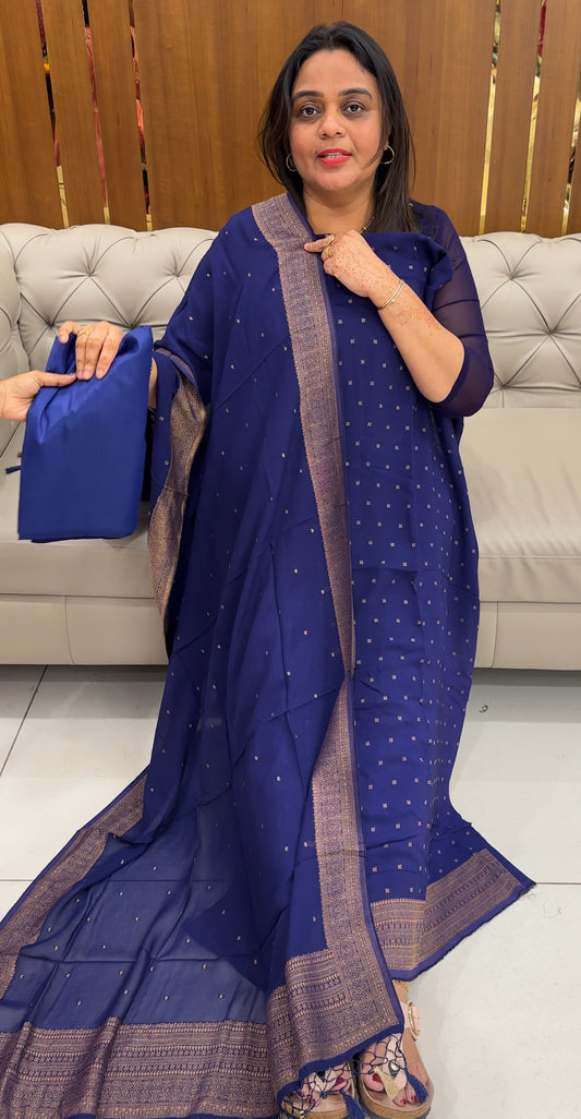 VISCOSE GEORGETTE UNSTITCHED SALWAR SUITS - IHA 27550