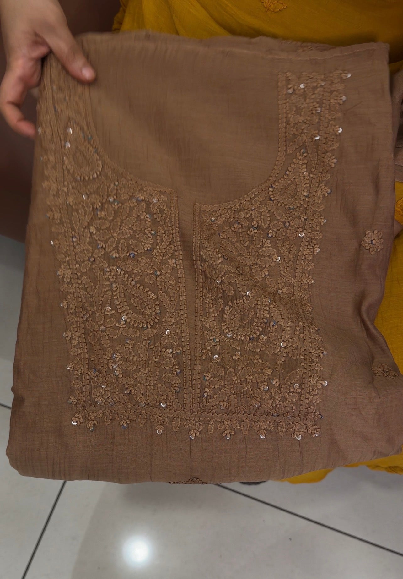 LUCKNOWI CHIKANKARI UNSTITCHED SALWAR SUITS - IHA 34724