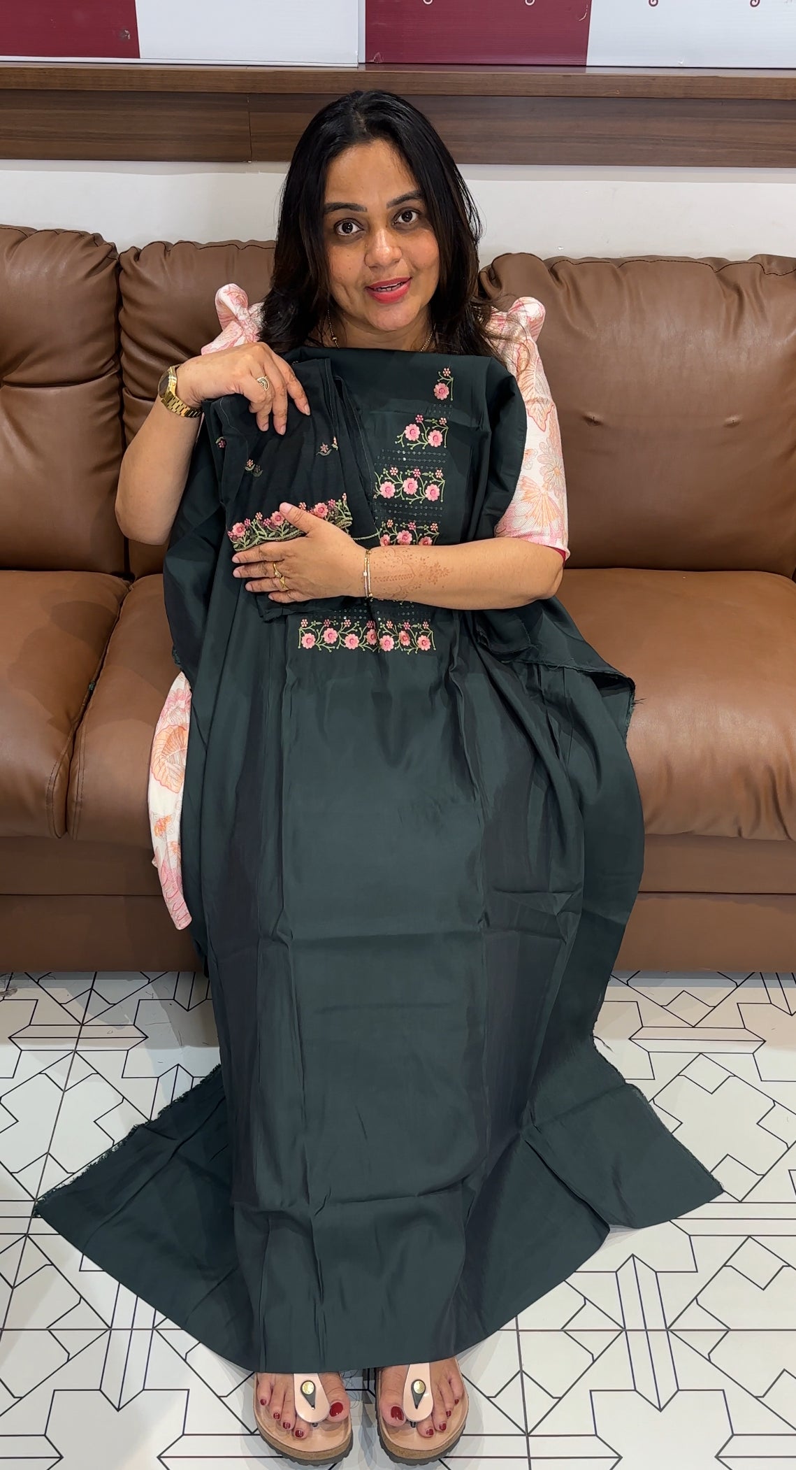 SEMI MALAI CHANDERI UNSTITCHED SALWAR SUITS - IHA 27710