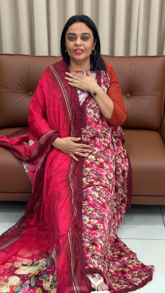 PRINTED CHINON UNSTITCHED SALWAR SUITS - IHA 33525