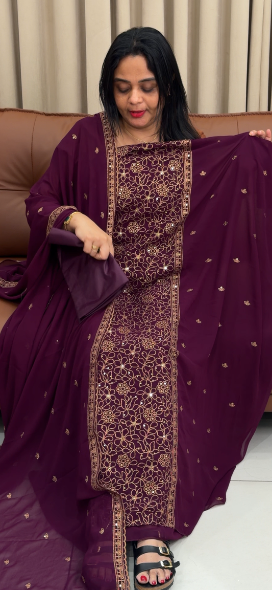 FAUX GEORGETTE UNSTITCHED SALWAR SUITS - IHA 34282