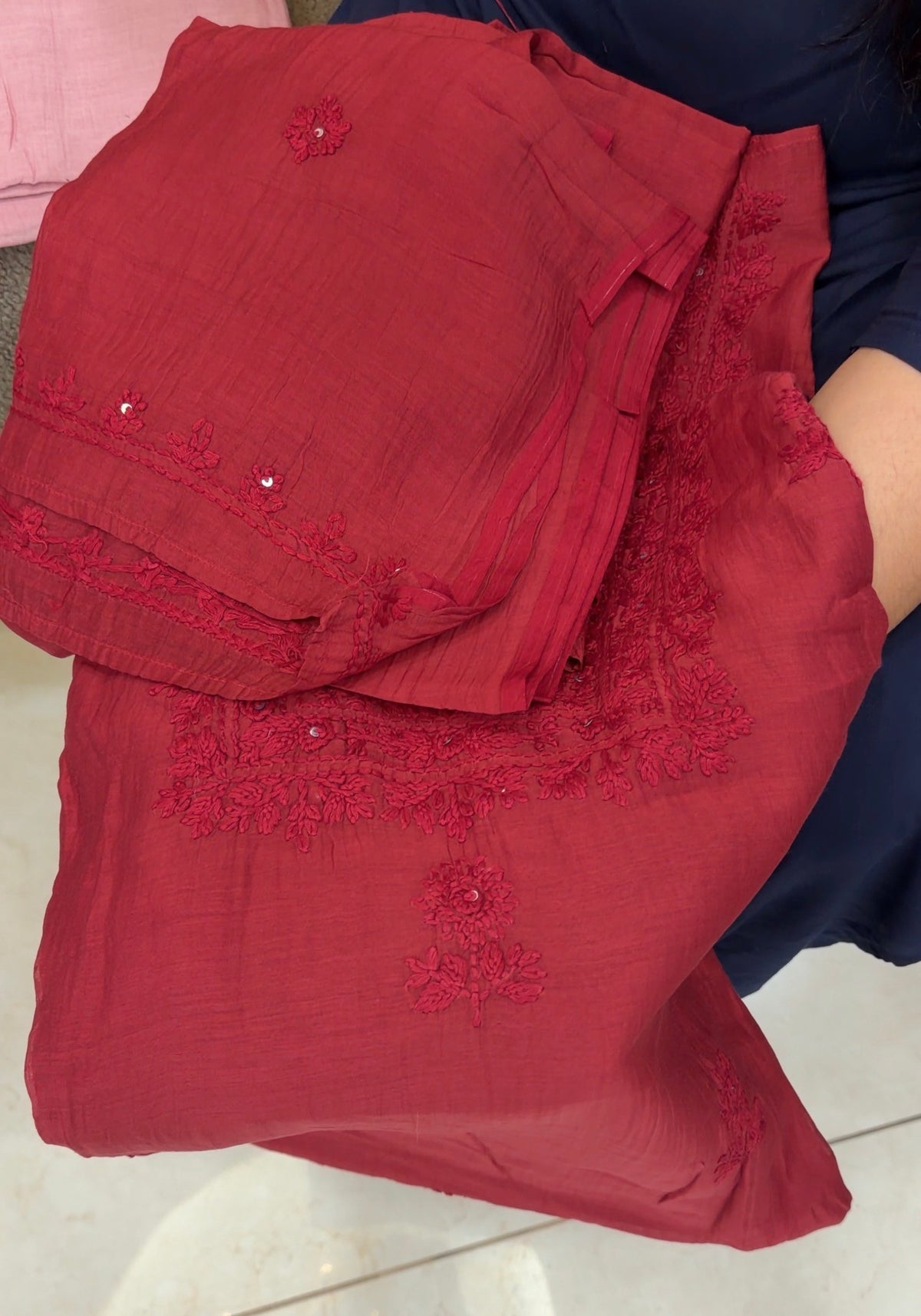 CHIKANKARI UNSTITCHED SALWAR SUIST - IHA 35864