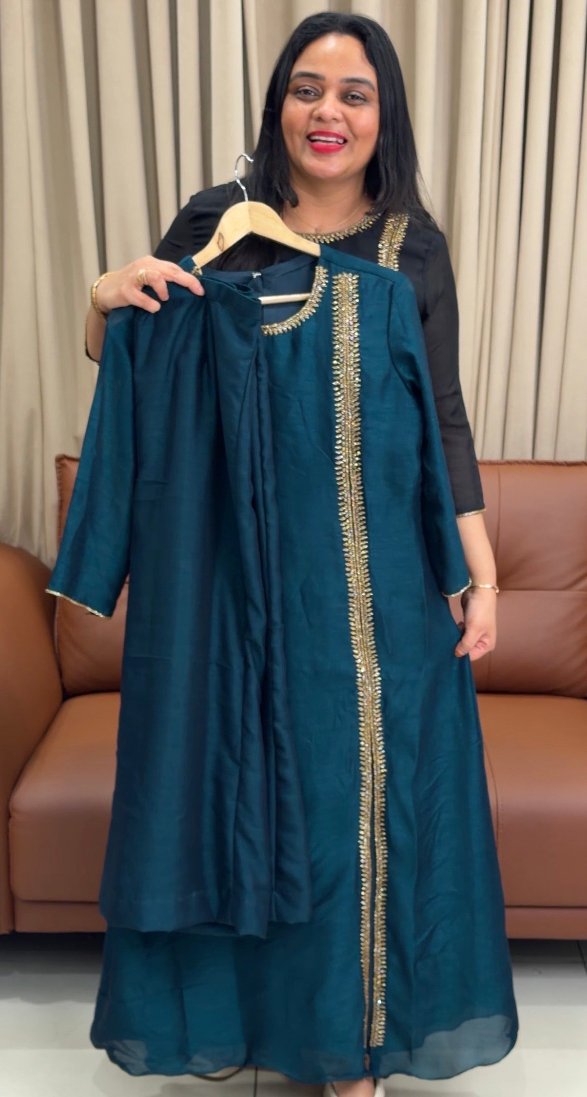 IHA'S IN-HOUSE SEMI RAW SILK SLITTED CO-ORDS SETS - IHA 33818