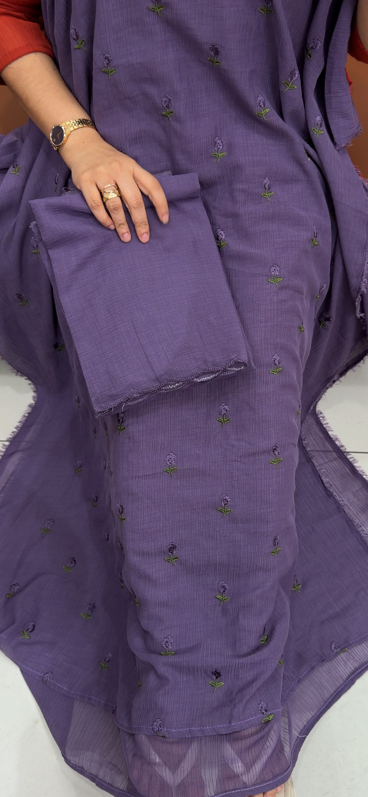 MUL CRUSHED UNSTITCHED SALWAR SUITS - IHA 33537