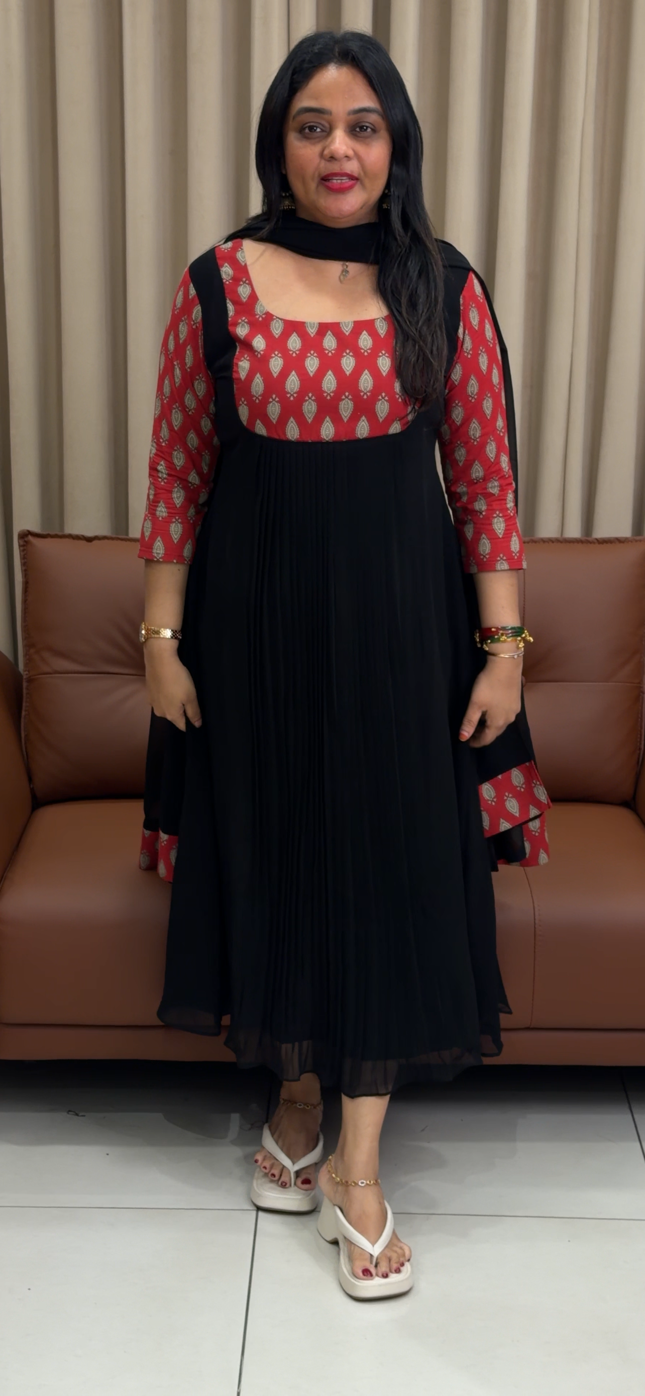 IHA'S IN-HOUSE FAUX GEORGETTE SLITTED TOP AND DUPATTA - IHA 33855