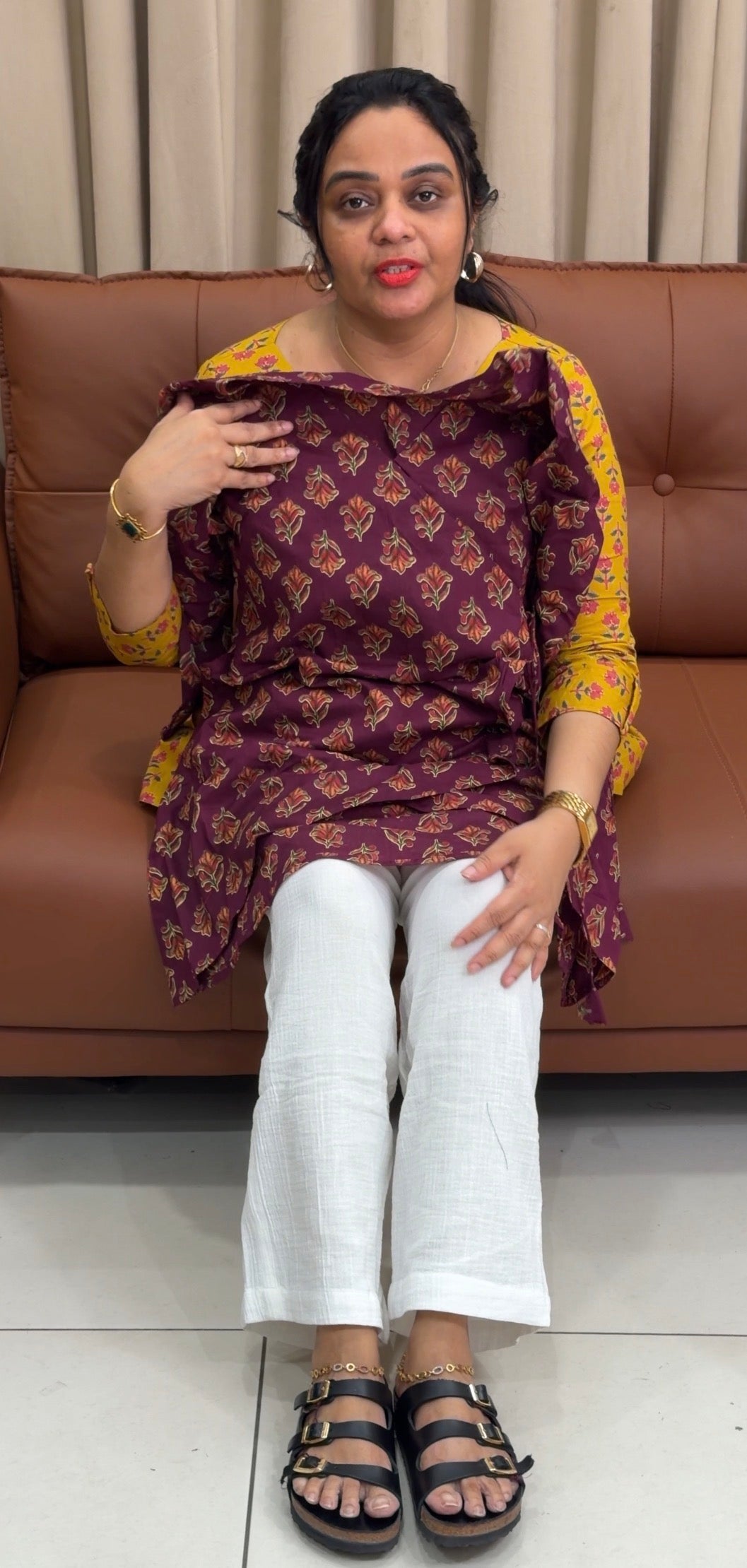 IHA'S IN-HOUSE COTTON PRINTED SHORT TOPS - IHA 35427