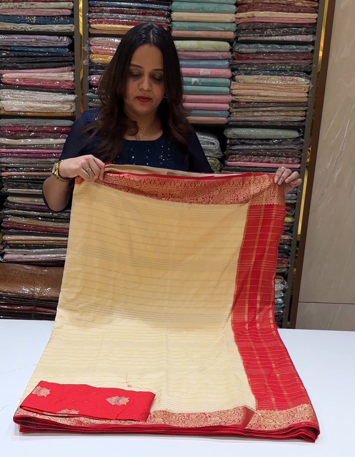 SEMI BANARASI SAREE - IHA 16359