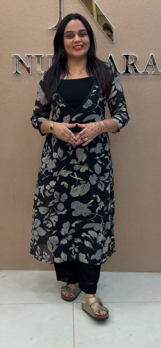 FAUX GEORGETTE ALINE TOP AND BOTTOM - IHA 31824