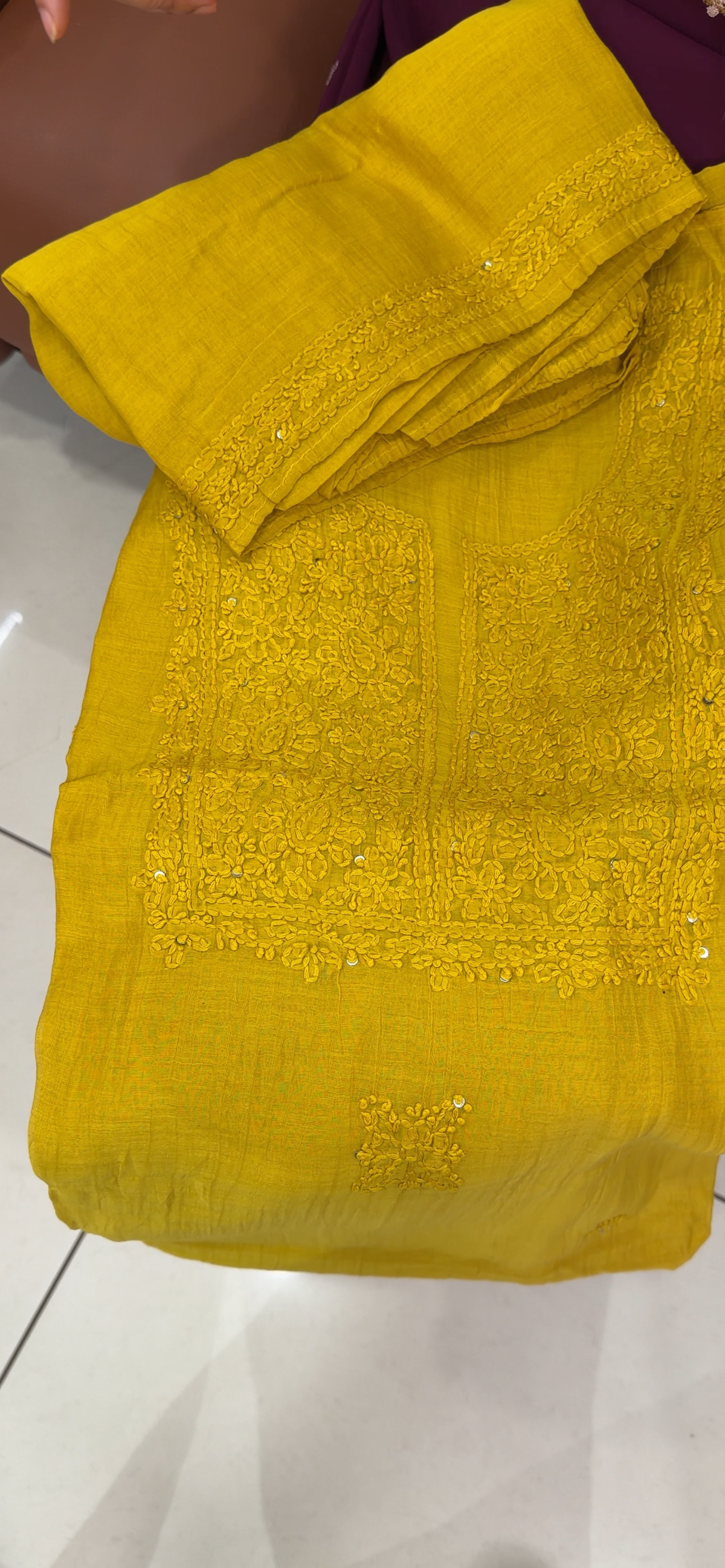 CHIKANKARI UNSTITCHED SALWAR SUITS - IHA 35801