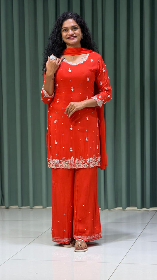 PARTY WEAR TOP,BOTTOM AND DUPATTA - IHA 31197