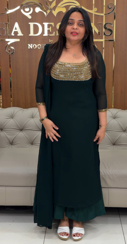 IHA'S IN-HOUSE HAND WORKED UNSTITCHED SALWAR SUITS - IHA 29110