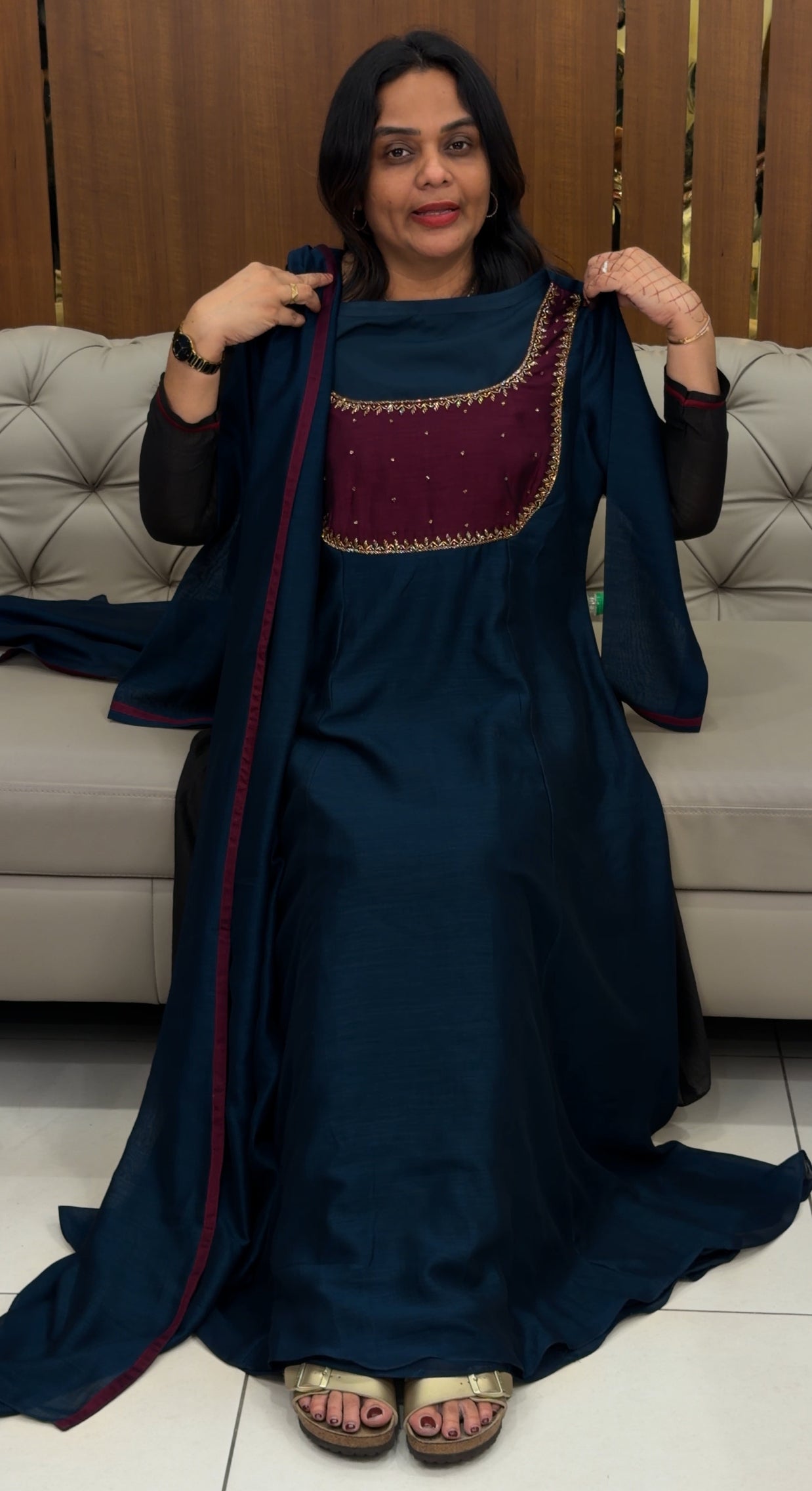 IHA'S IN-HOUSE HAND WORKED ALINE TOP AND DUPATTA - IHA 30406