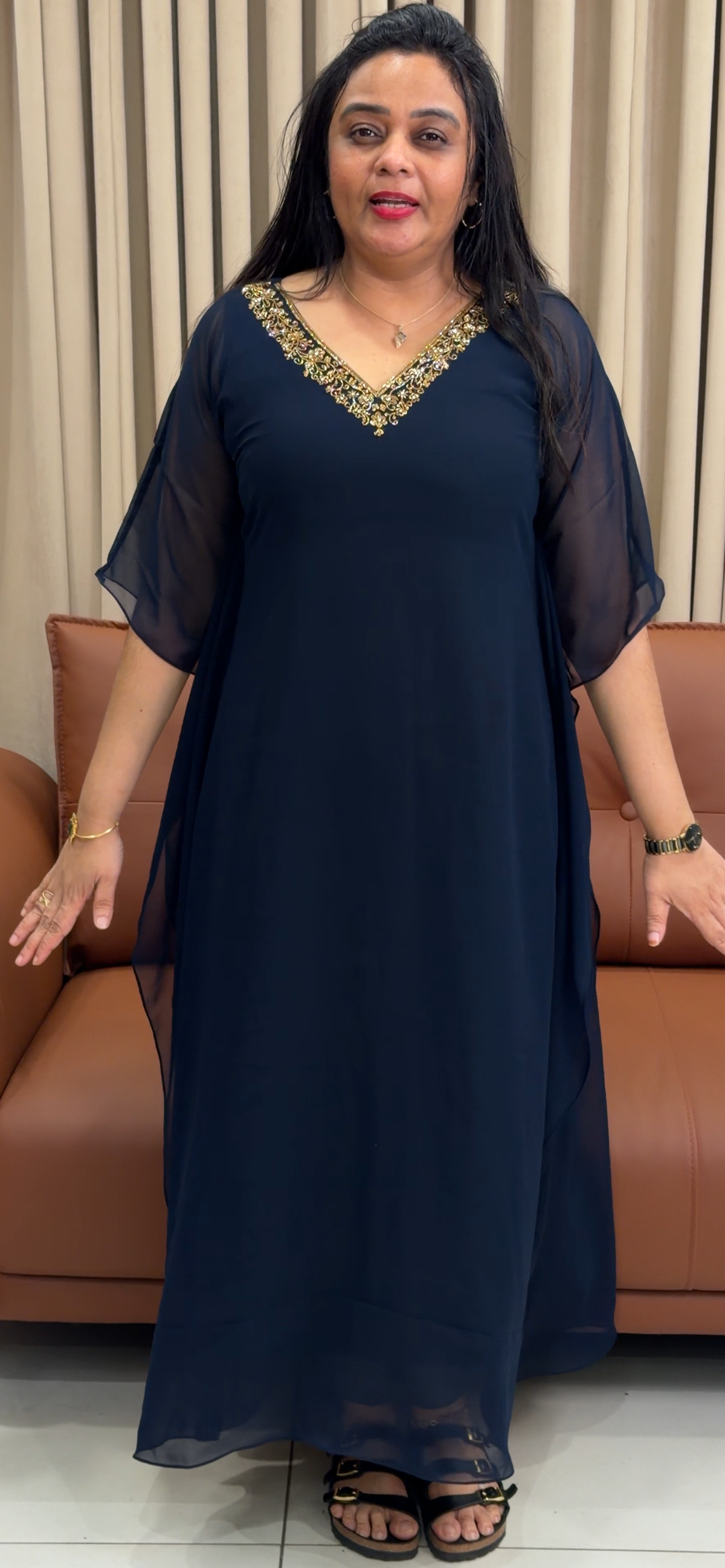 IHA'S IN-HOUSE FAUX GEORGETTE KAFTAN TOPS - IHA 35855