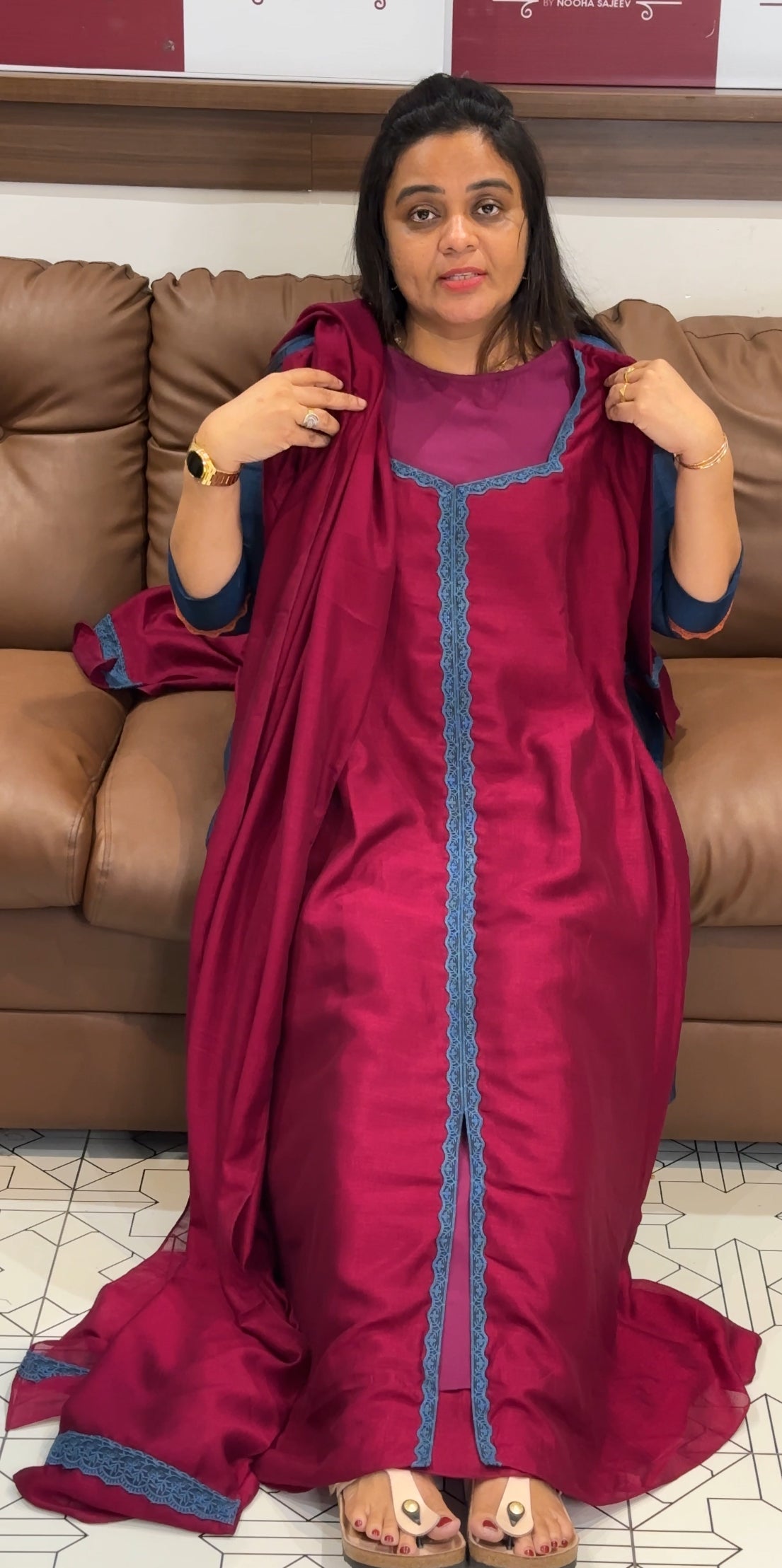 IHA'S IN-HOUSE SEMI RAW SILK ALINE TOP AND DUPATTA - IHA 30131