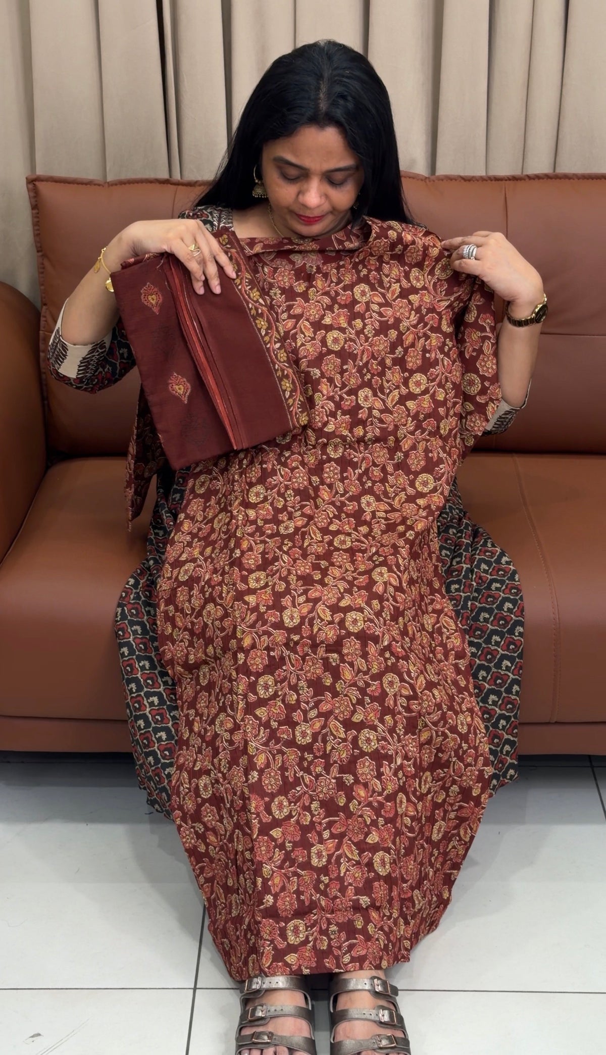 COTTON PRINTED TOP,BOTTOM AND DUPATTA - IHA 35722