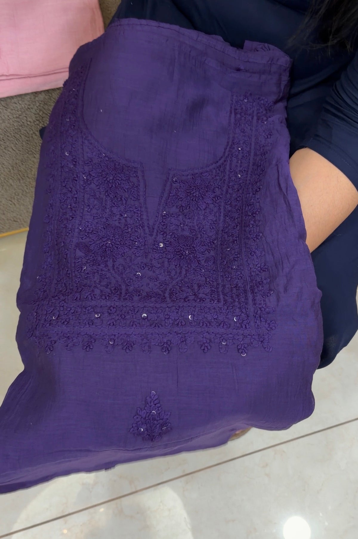 CHIKANKARI UNSTITCHED SALWAR SUIST - IHA 35864