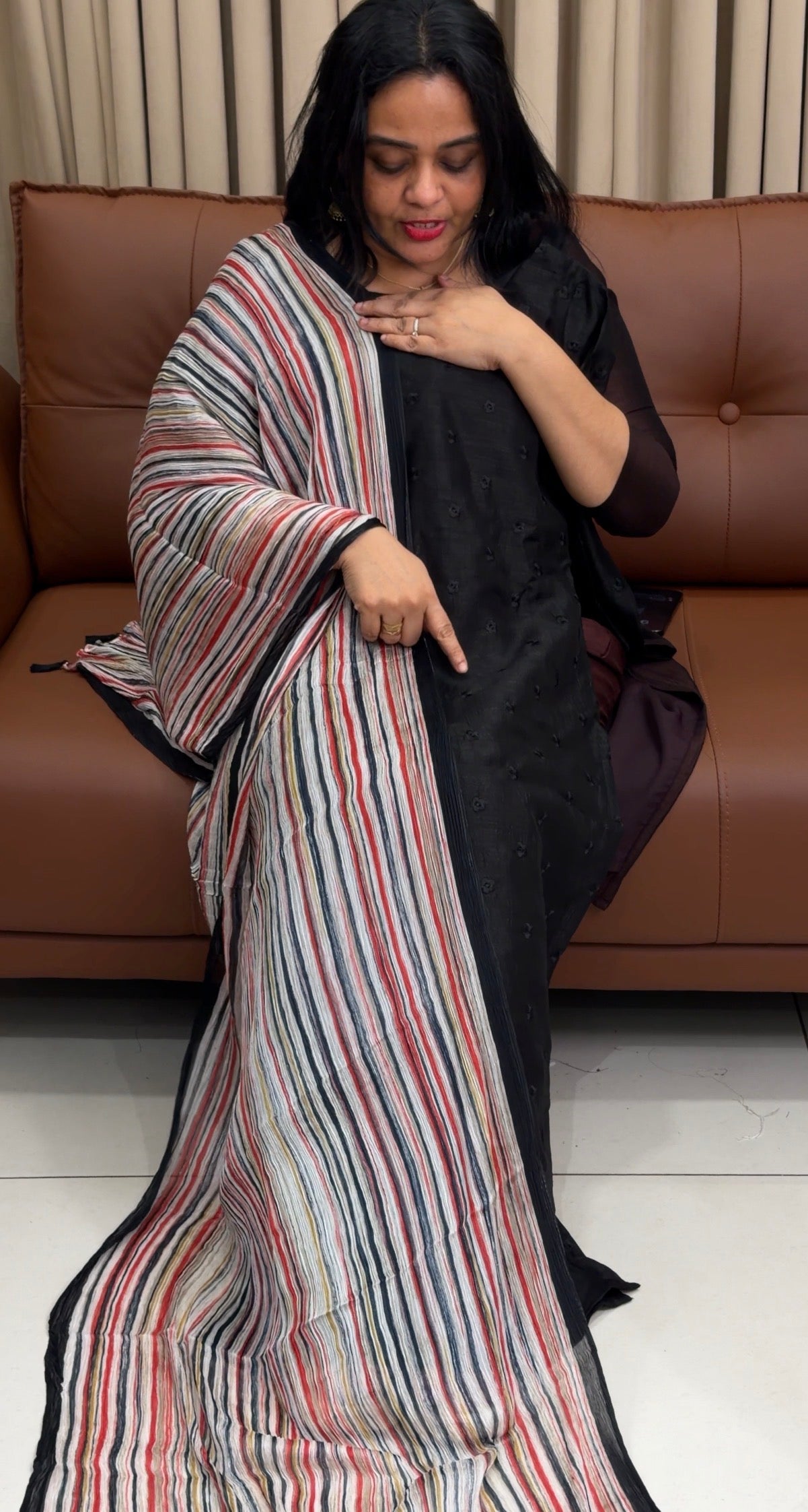 IHA'S IN-HOUSE SEMI RAW SILK TOP,BOTTOM AND DUPATTA - IHA 34475