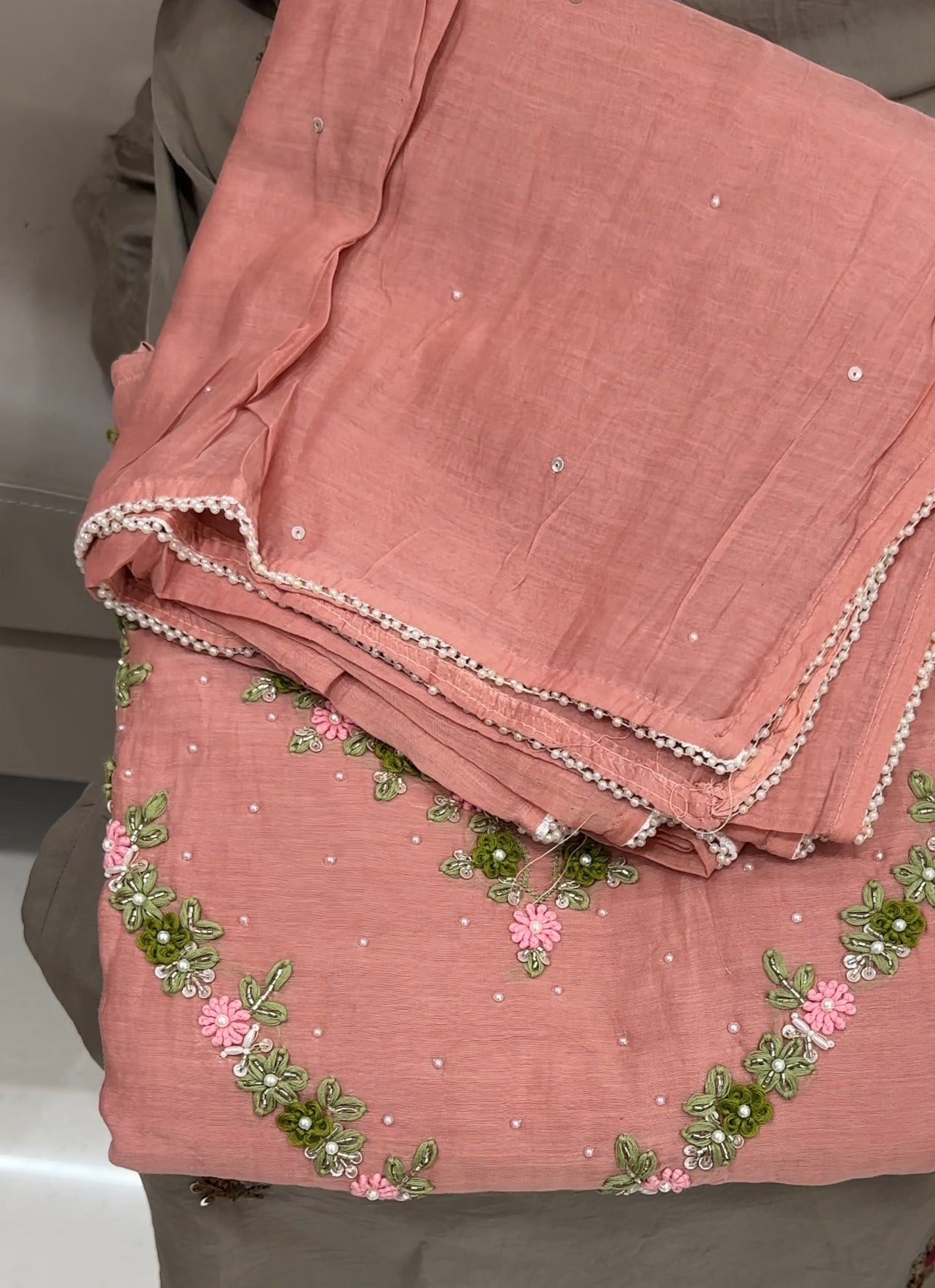 BANARASI CHANDERI UNSTITCHED SALWAR SUITS - IHA 27044