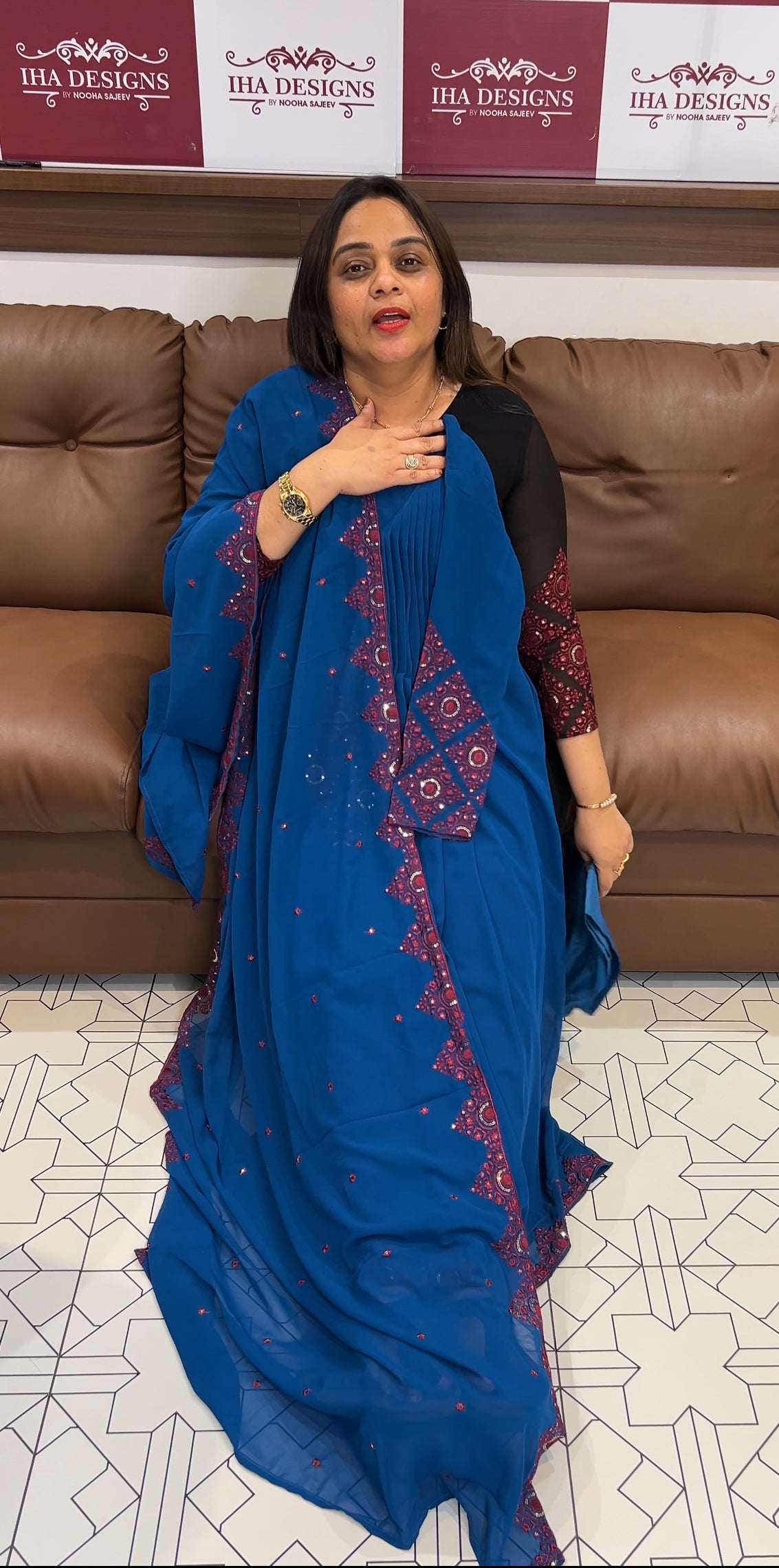 PARTY WEAR ALINE TOP,BOTTOM AND DUPATTA- IHA 22415