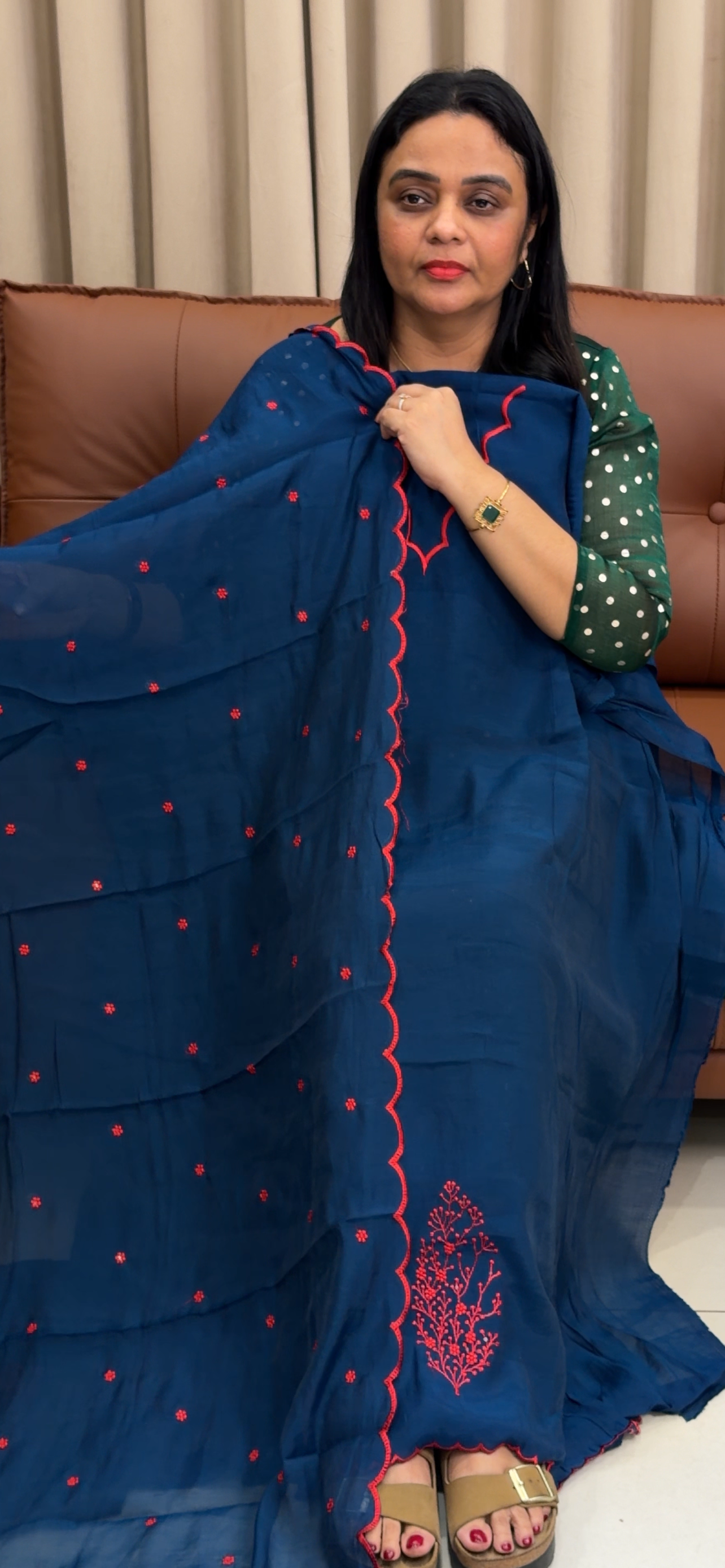 MUL CHANDERI UNSTITCHED SALWAR SUITS - IHA 33599