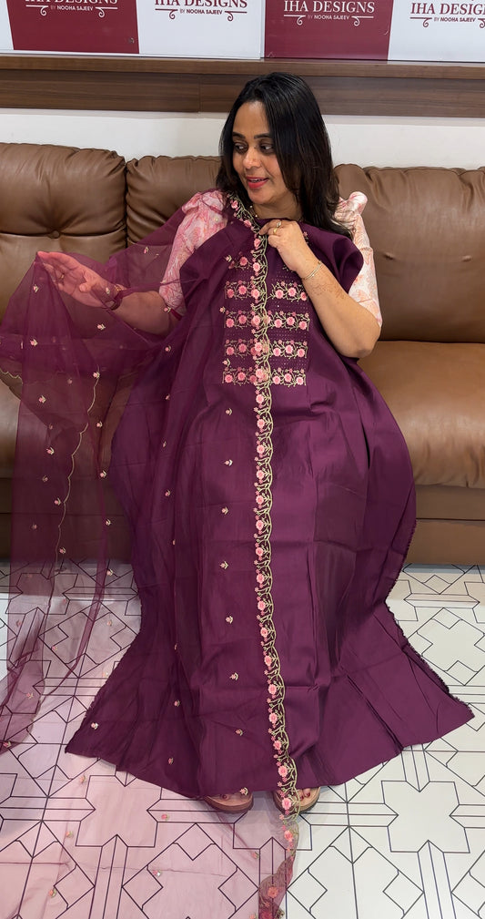 SEMI MALAI CHANDERI UNSTITCHED SALWAR SUITS - IHA 27710