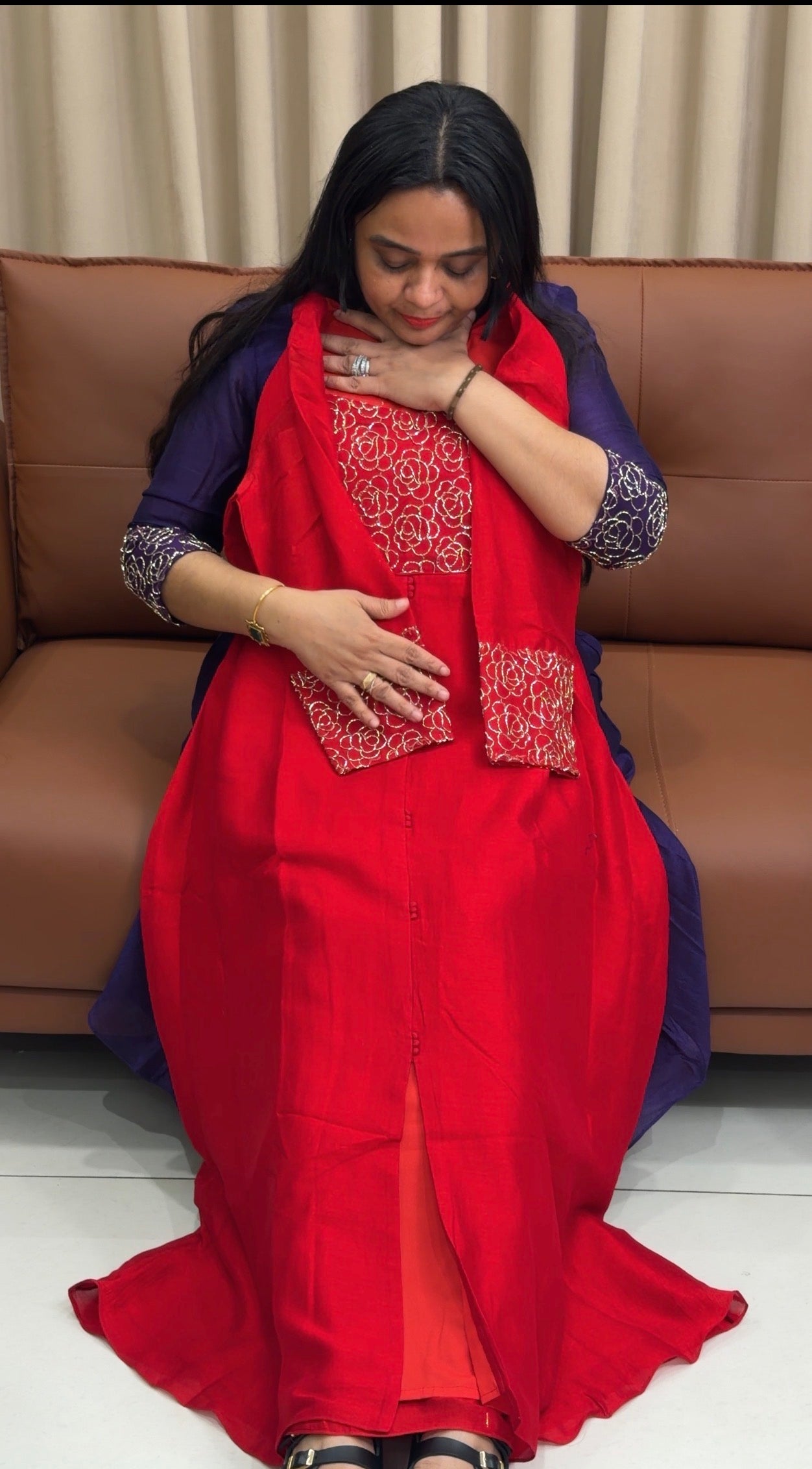 IHA'S IN-HOUSE SEMI RAW SILK ALINE TOPS  - IHA 35216