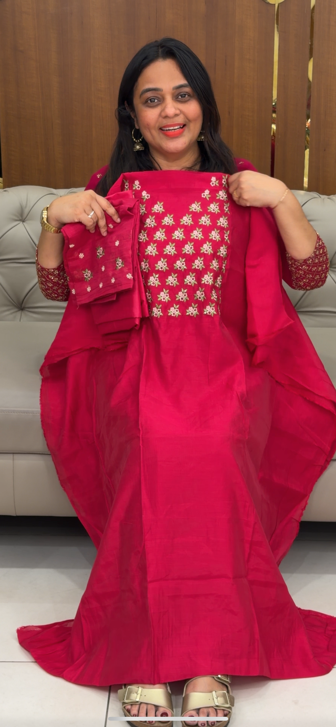 MUL CHANDERI UNSTITCHED  SALWAR SUITS - IHA 29838