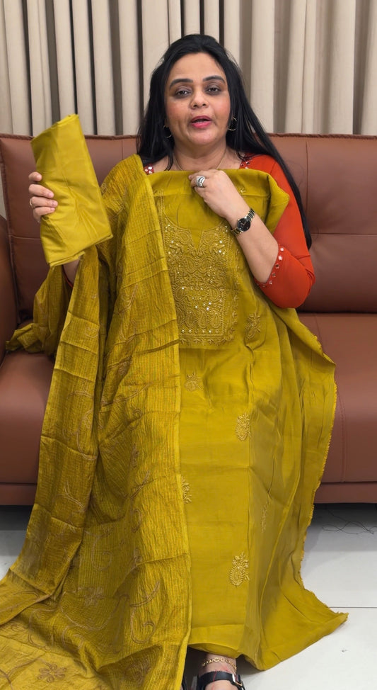 FORWARD MUL CHANDERI UNSTITCHED SALWAR SUITS - IHA 35097