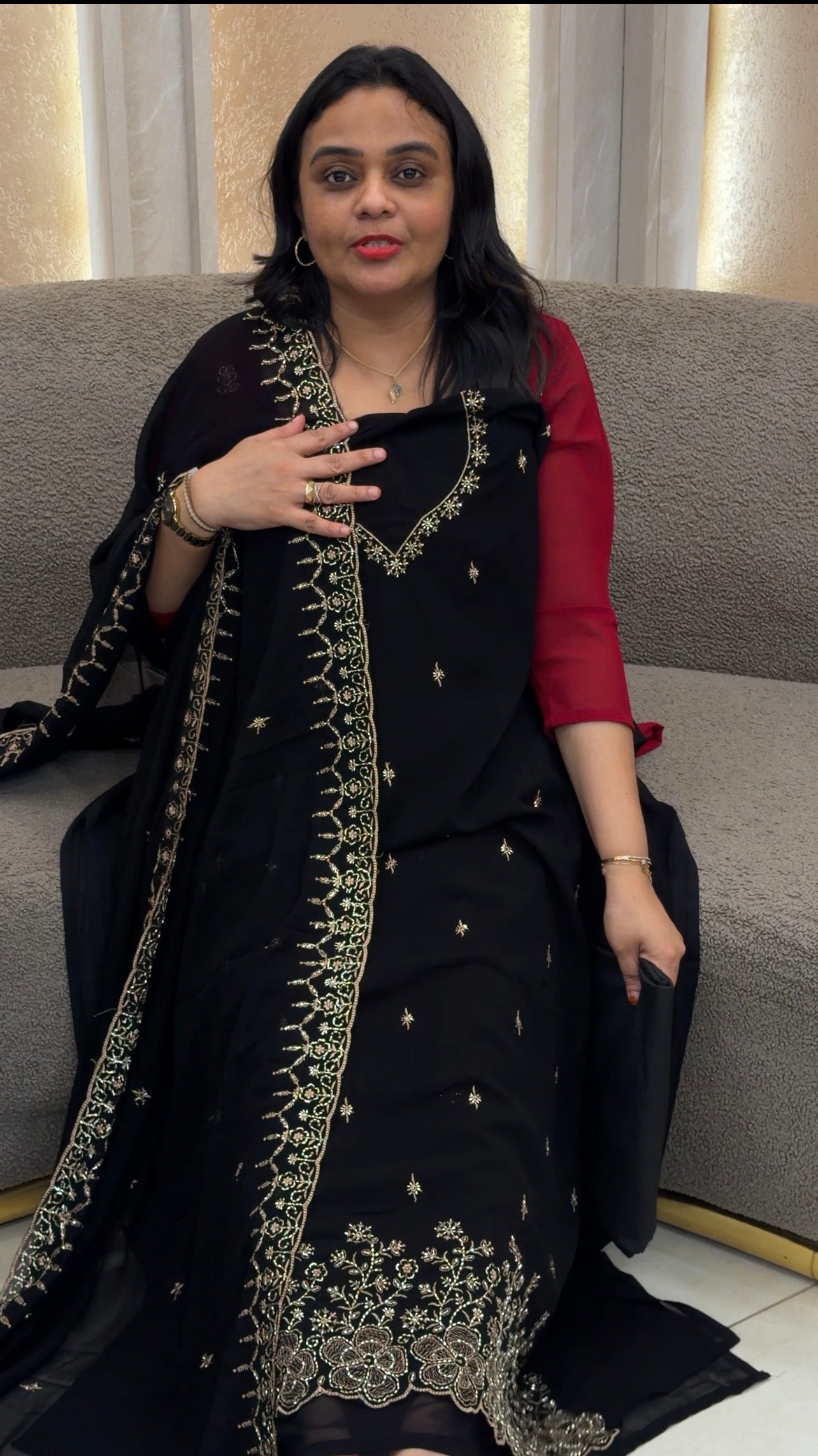 HANDWORKED UNSTITCHED SALWAR SUITS - IHA 33255