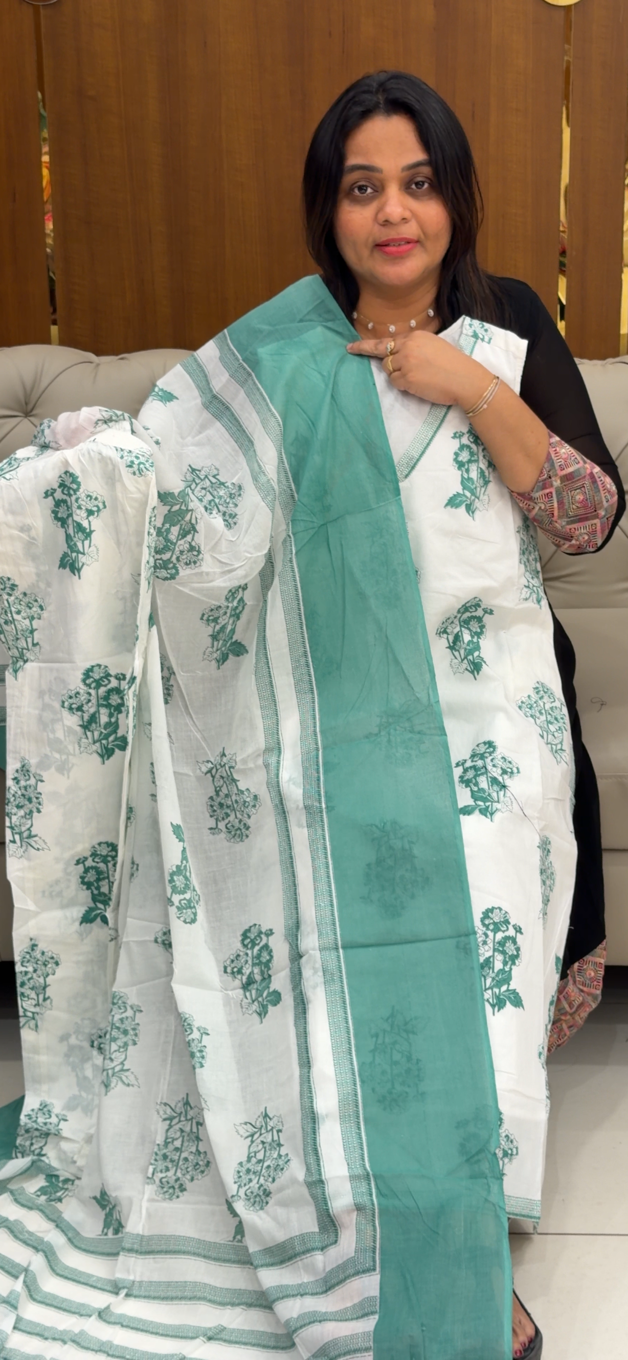 PRINTED COTTON TOP, BOTTOM AND DUPATTA - IHA 28752