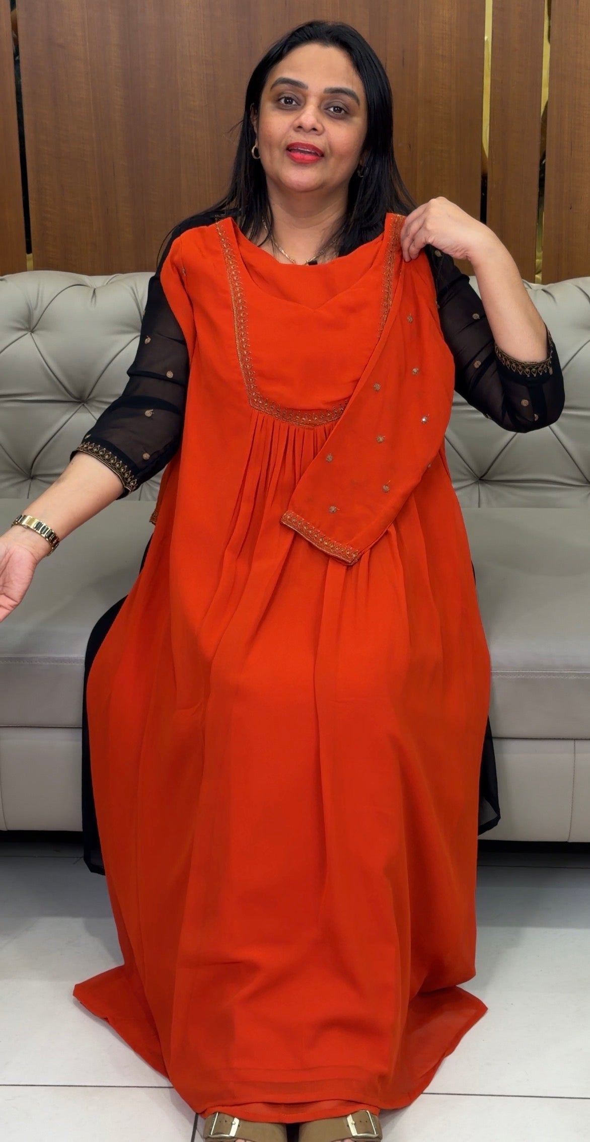 FAUX GEORGETTE ALINE TOPS - IHA 32575