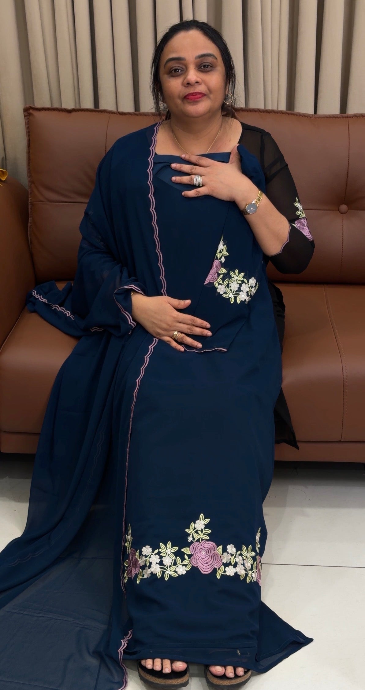 FORWARD FAUX GEORGETTE TOP,BOTTOM AND DUPATTA - IHA 34727