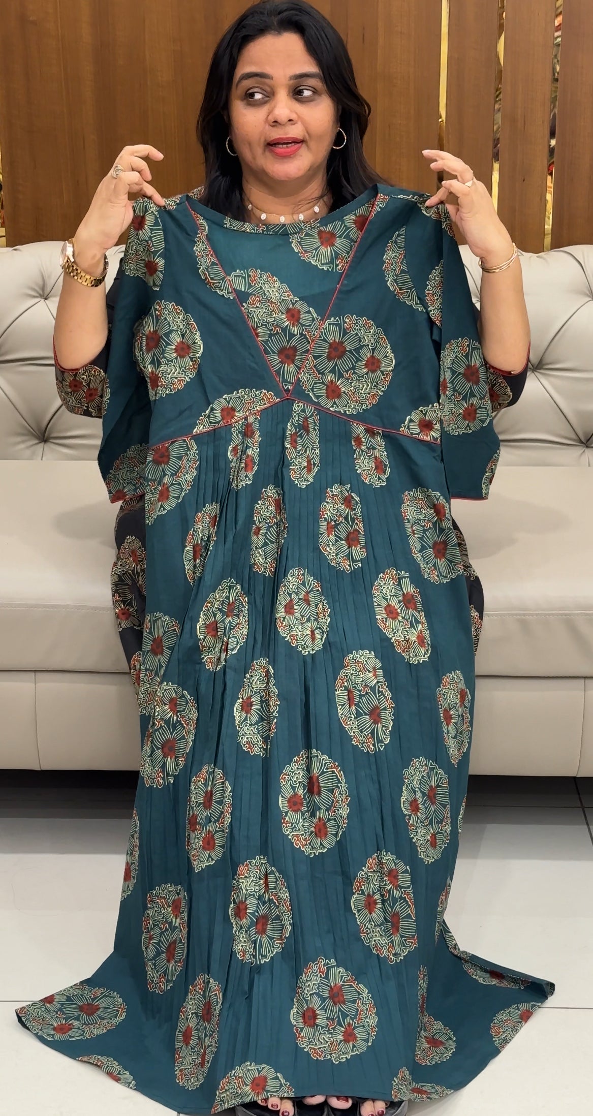 IHA'S IN-HOUSE AJRAKH PRINTED LONG TOPS - IHA 28486