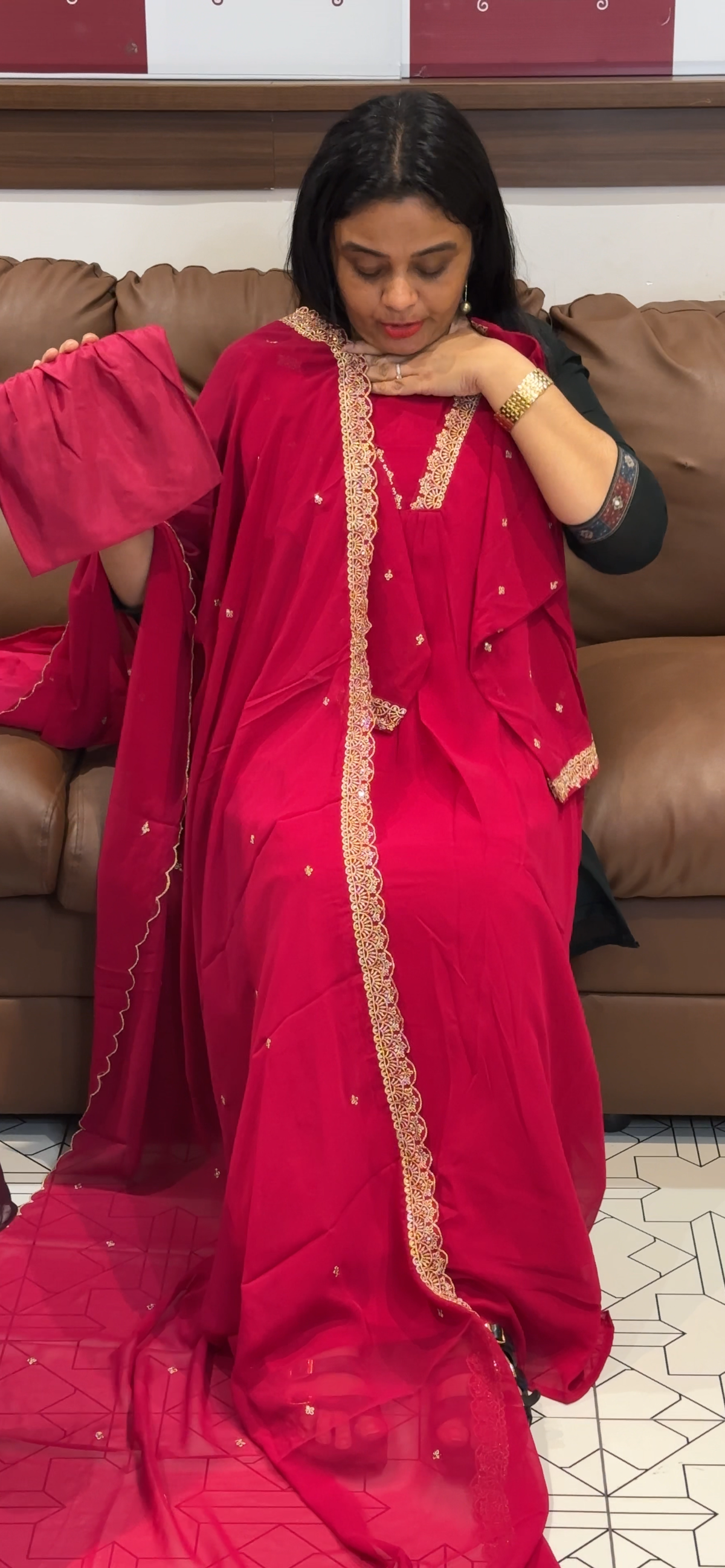 GEORGETTE TOP, BOTTOM AND DUPATTA - IHA 35612