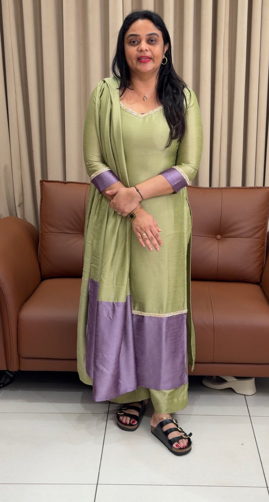 IHA'S IN-HOUSE SEMI RAW SILK SLITTED TOP AND DUPATTA - IHA 34216