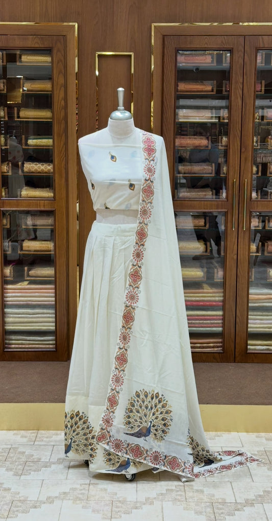 IHA'S IN-HOUSE SEMI RAW SILK SEMI STITCHED DHAVANI SETS - IHA 25537