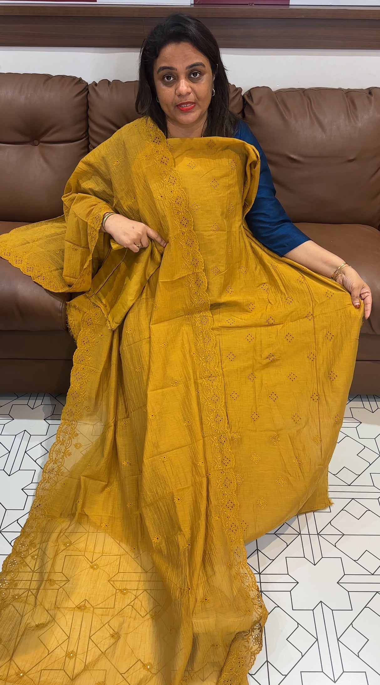 MALAI CHANDERI UNSTITCHED SALWAR SUITS - IHA 24875