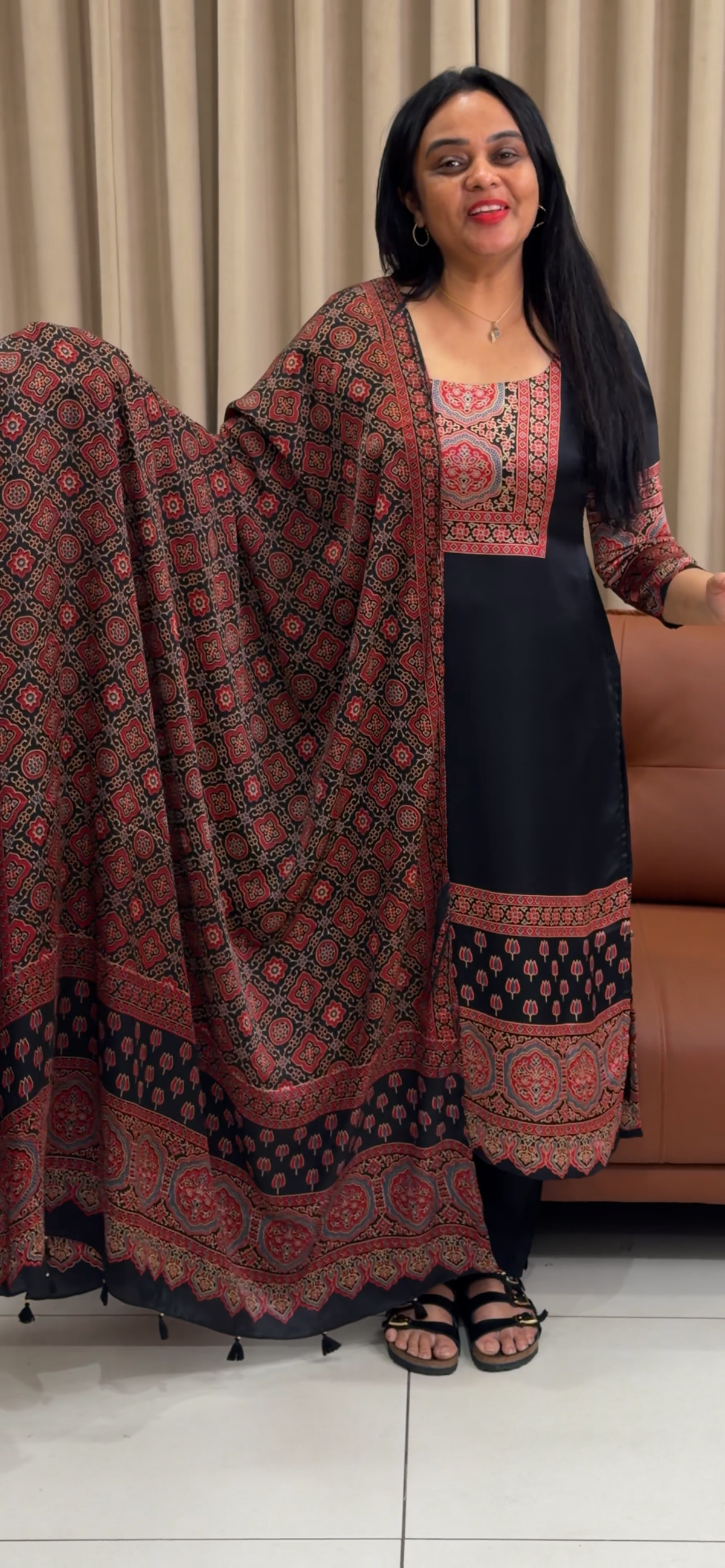AJRAKH PRINTED MODAL UNSTITCHED SALWAR SUITS - IHA 35264