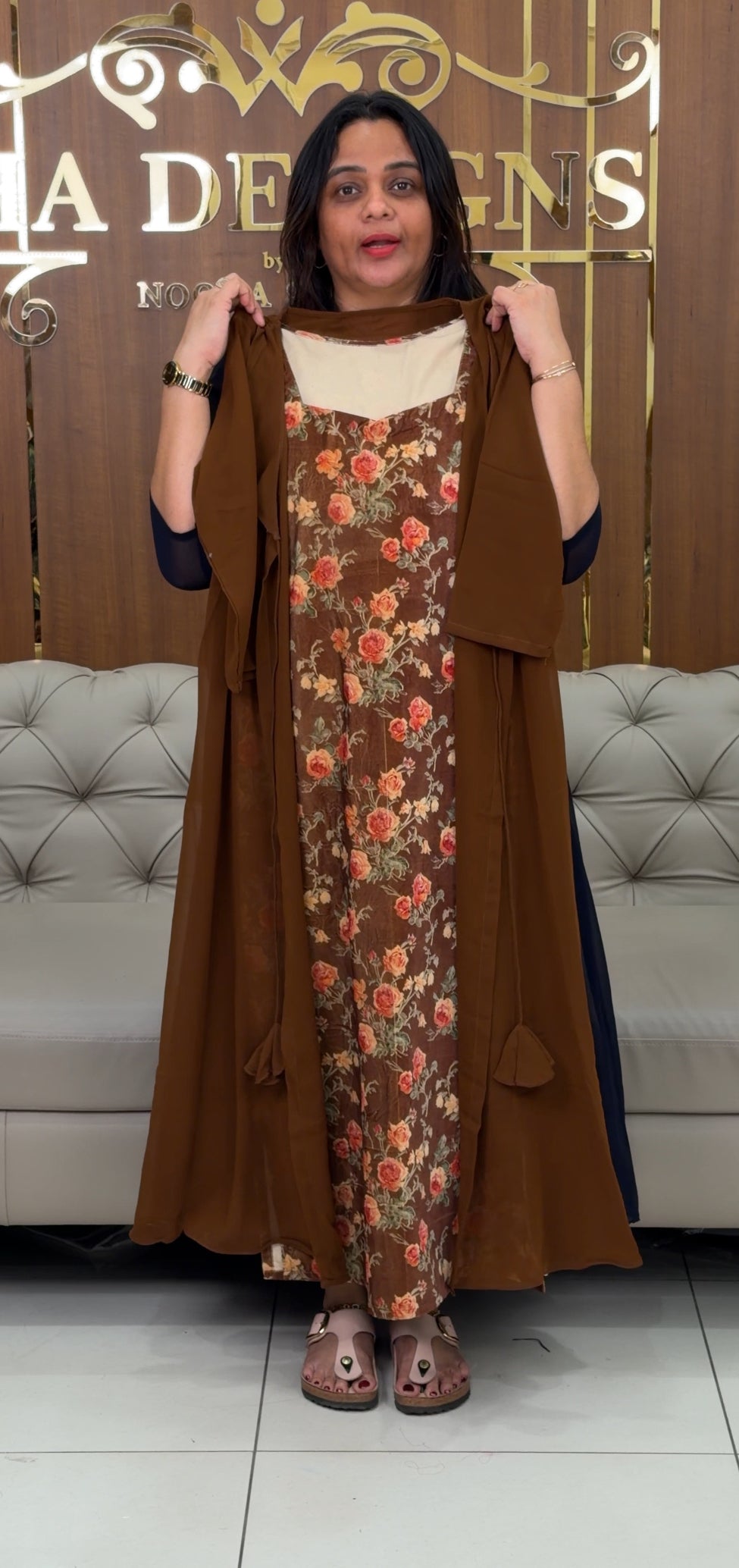 IHA'S IN-HOUSE PRINTED VELVET TOP AND JACKET - IHA 28970