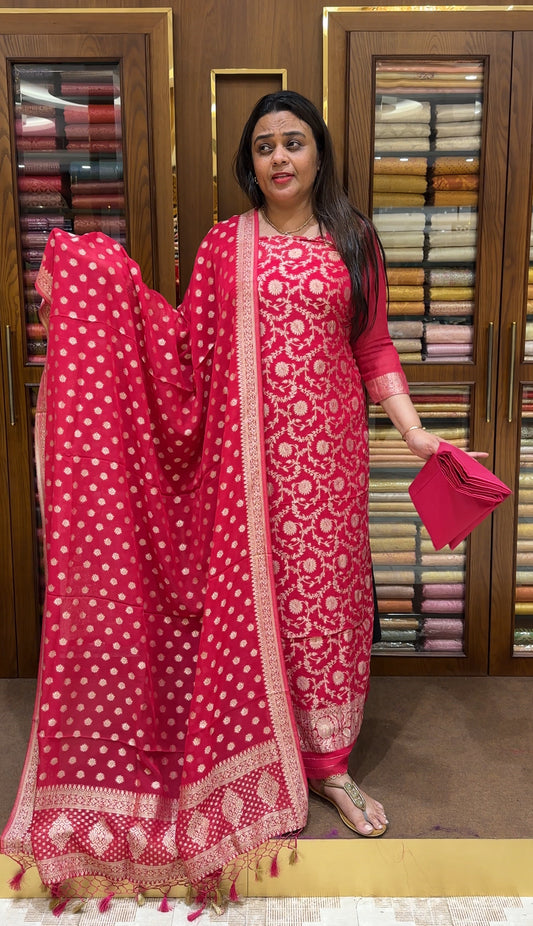 VISCOSE GEORGETTE UNSTITCHED SALWAR SUITS - IHA 22460