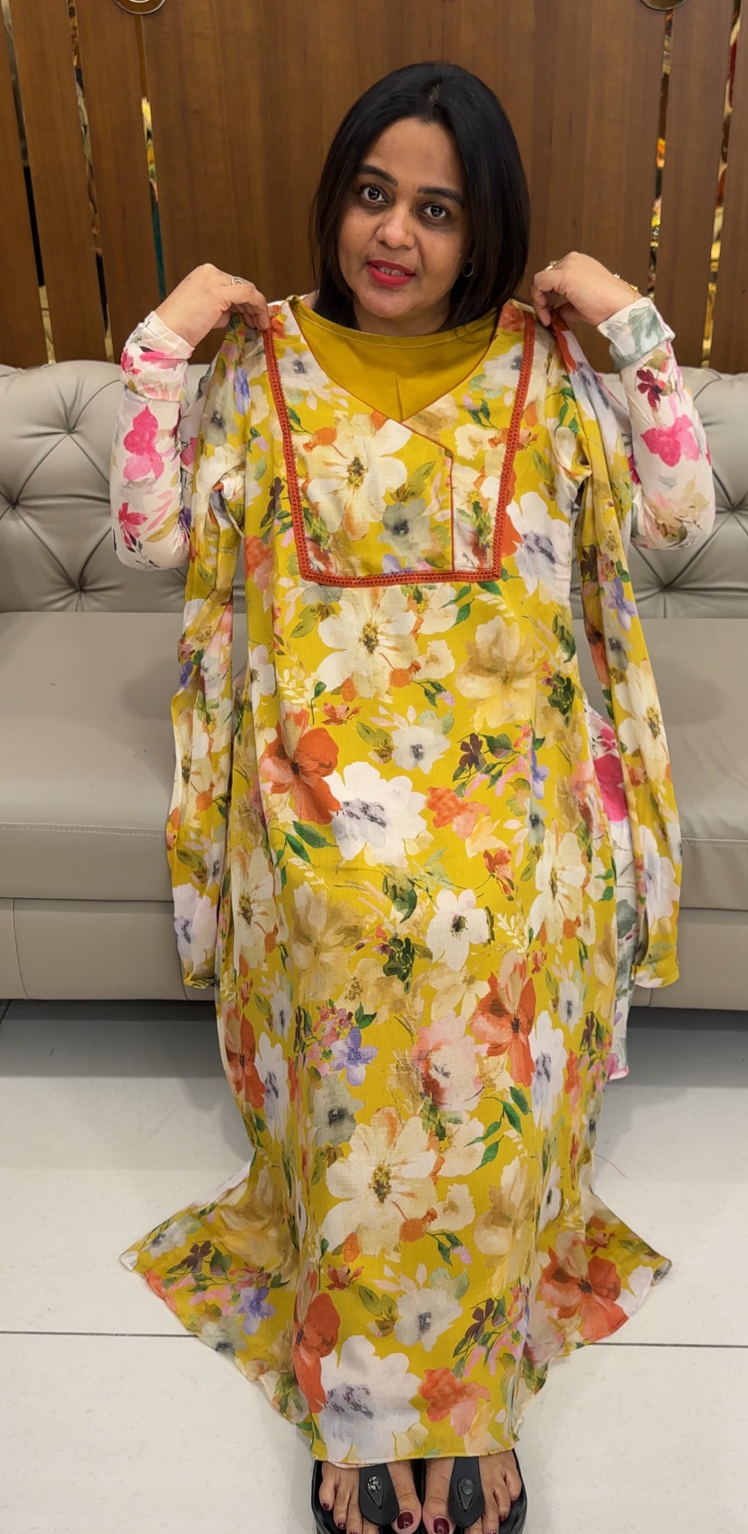 IHA'S IN - HOUSE PRINTED CHIFFON ALINE TOPS - IHA 26063
